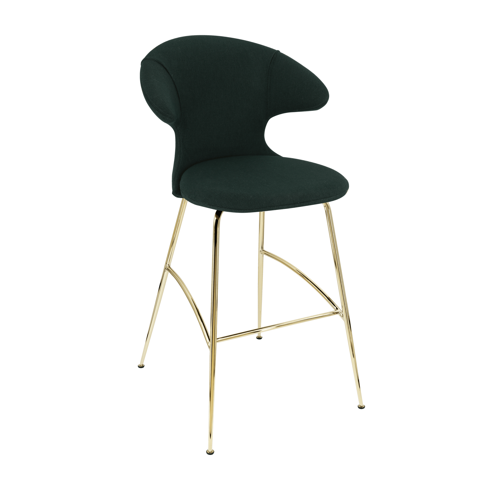 Krzesło barowe TIME FLIES butelkowa zieleń ze złotą podstawą UMAGE Eye on Design