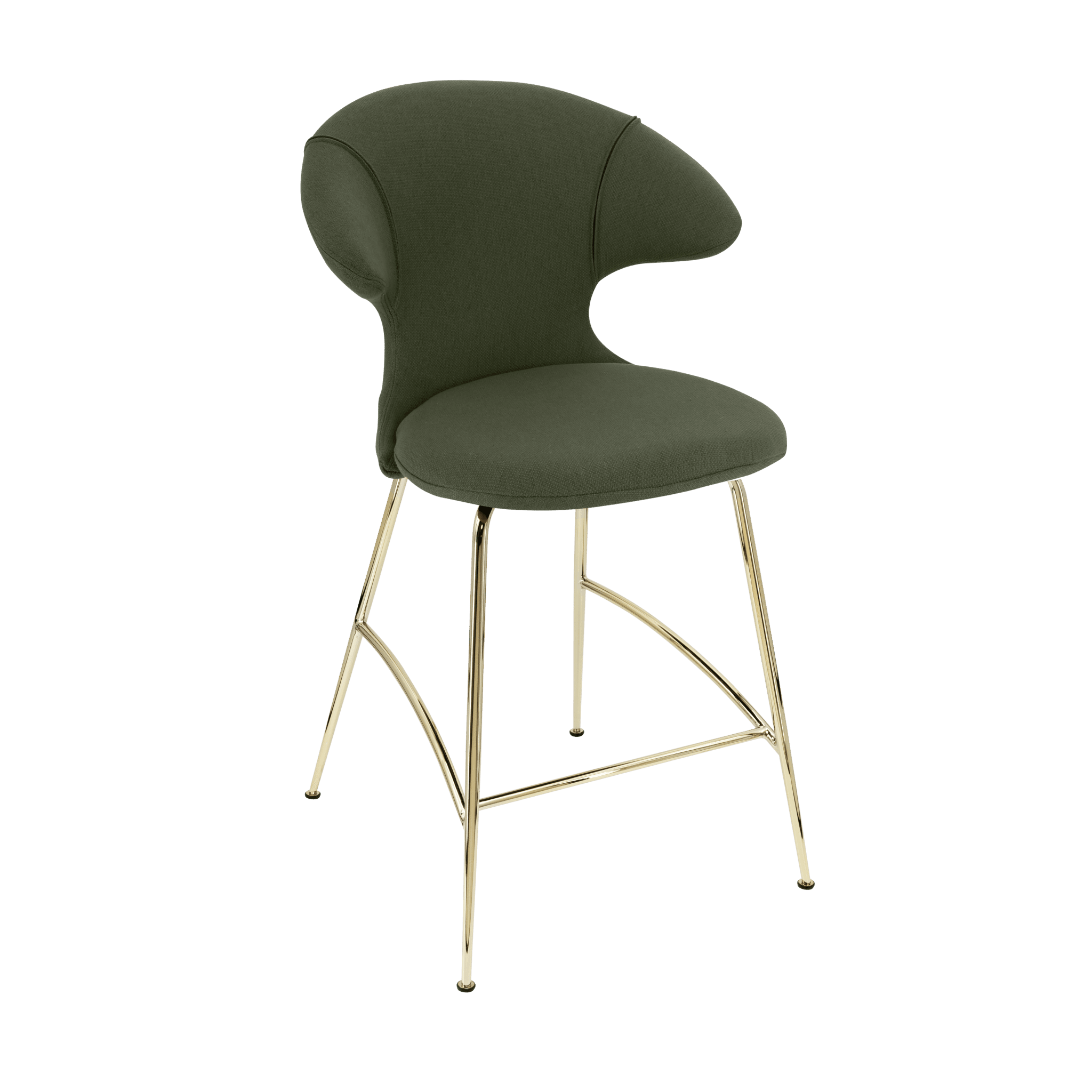 Krzesło barowe TIME FLIES oliwkowy ze złotą podstawą UMAGE Eye on Design