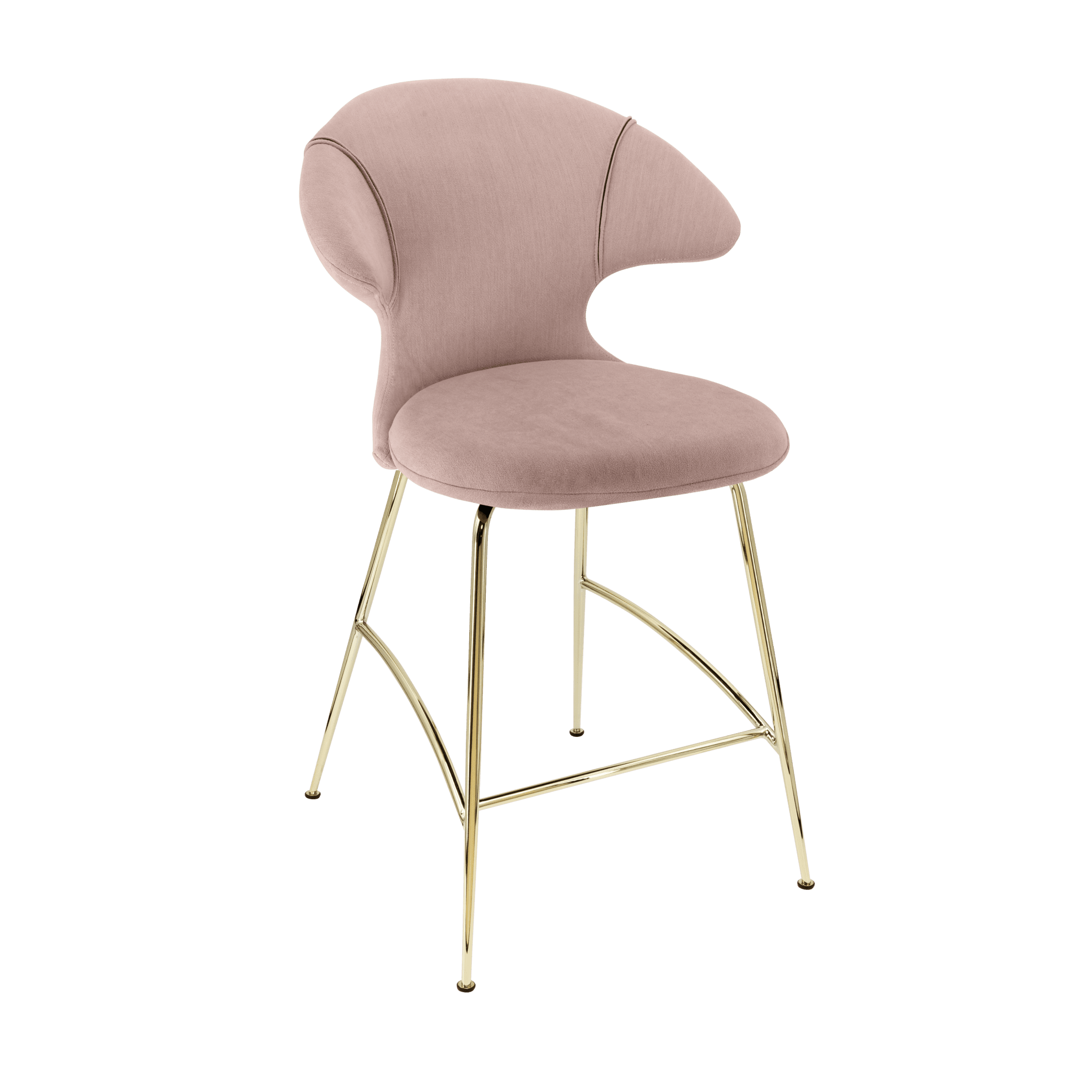 Krzesło barowe TIME FLIES pudrowy róż ze złotą podstawą UMAGE Eye on Design