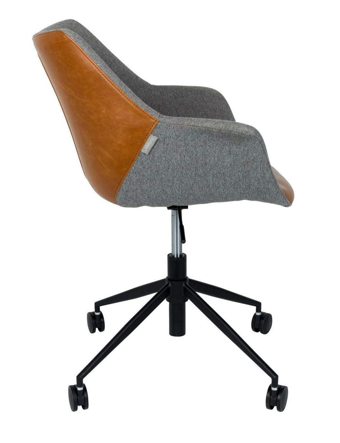 Krzesło biurowe DOULTON ekoskóra brązowy Zuiver Eye on Design