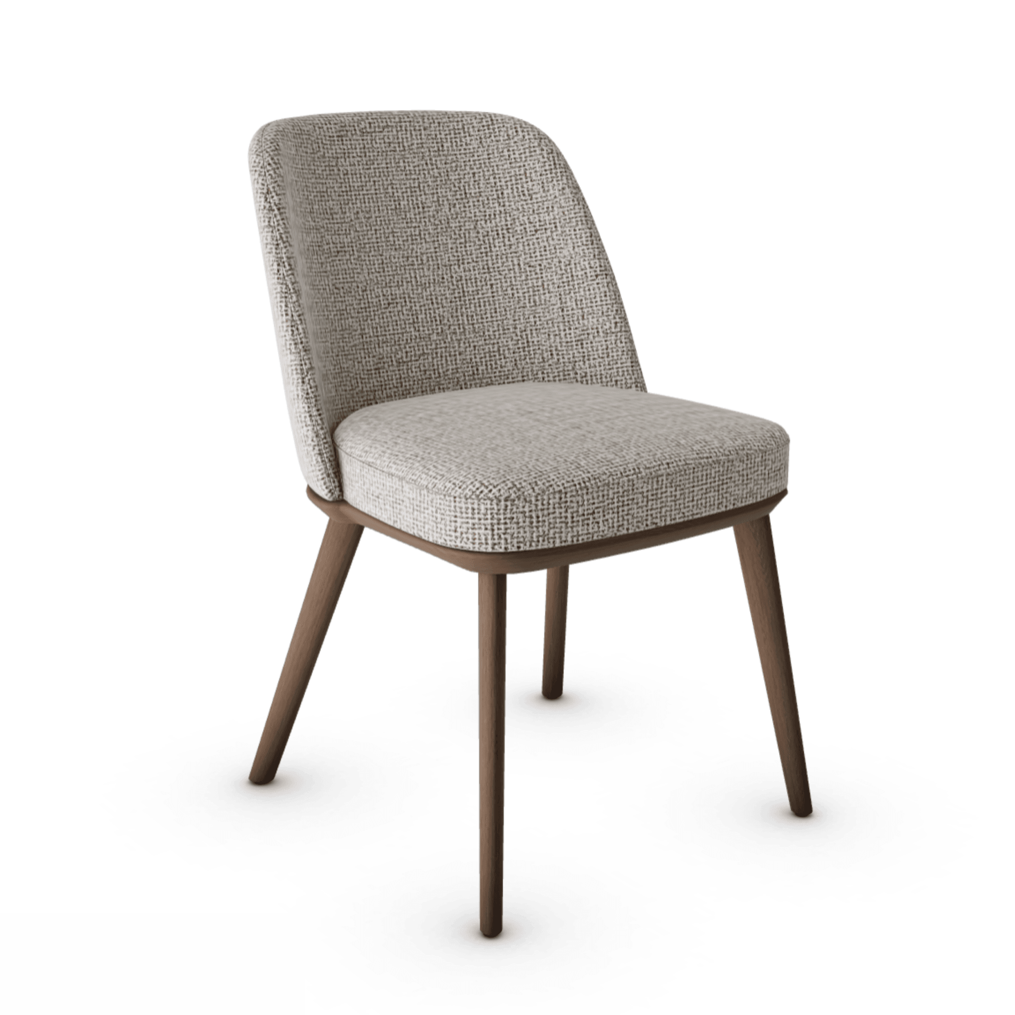 Krzesło FOYER boucle beżowy z drewnianą podstawą Calligaris drewniana ciemnobrązowa Eye on Design