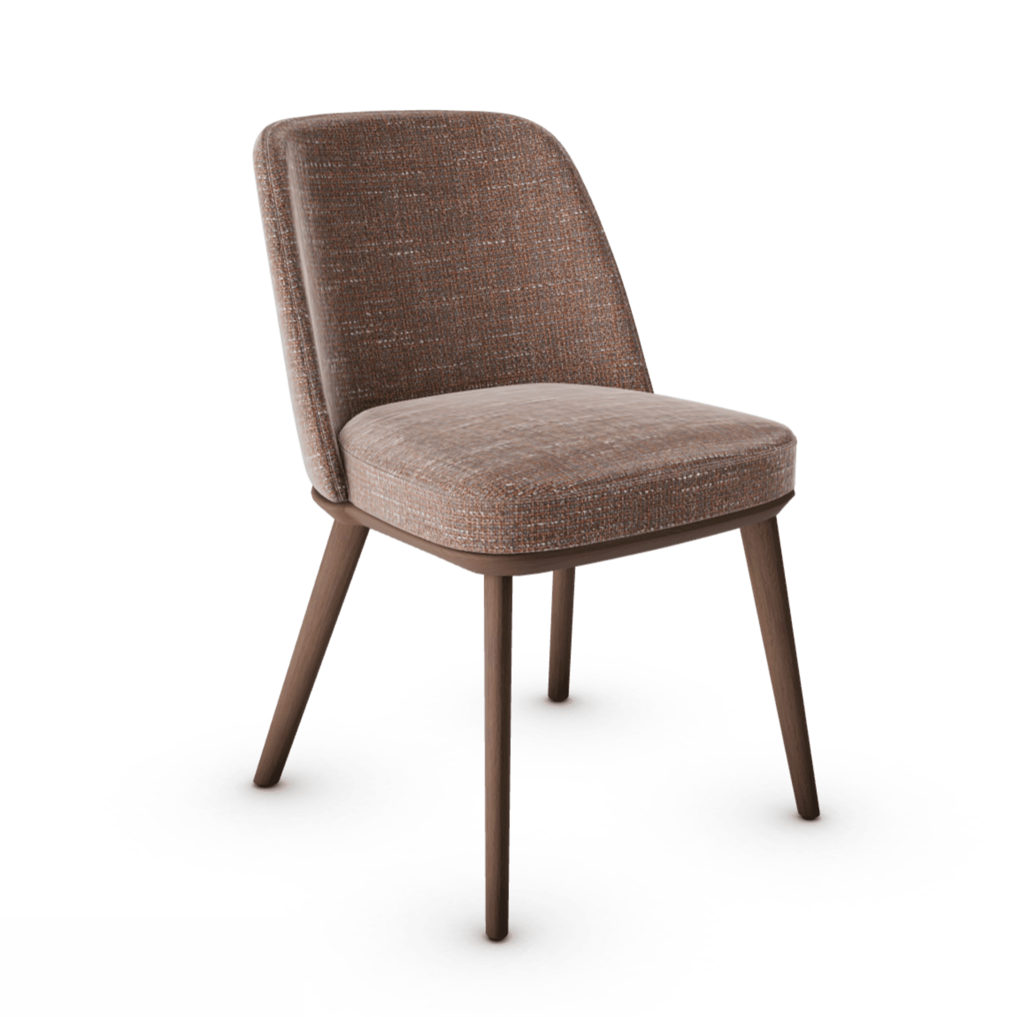 Krzesło FOYER boucle ceglany z drewnianą podstawą Calligaris drewniana ciemnobrązowa Eye on Design