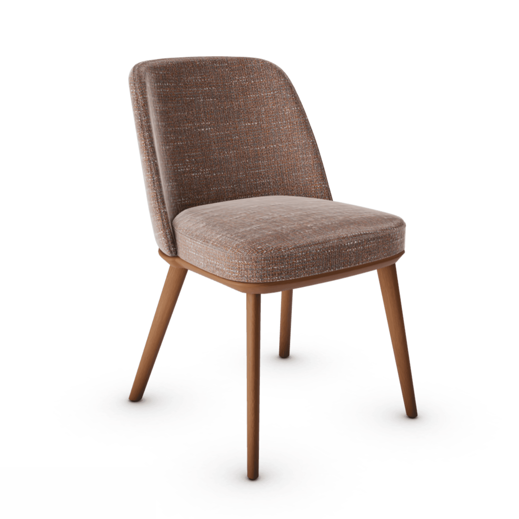 Krzesło FOYER boucle ceglany z drewnianą podstawą Calligaris drewniana orzech włoski Eye on Design