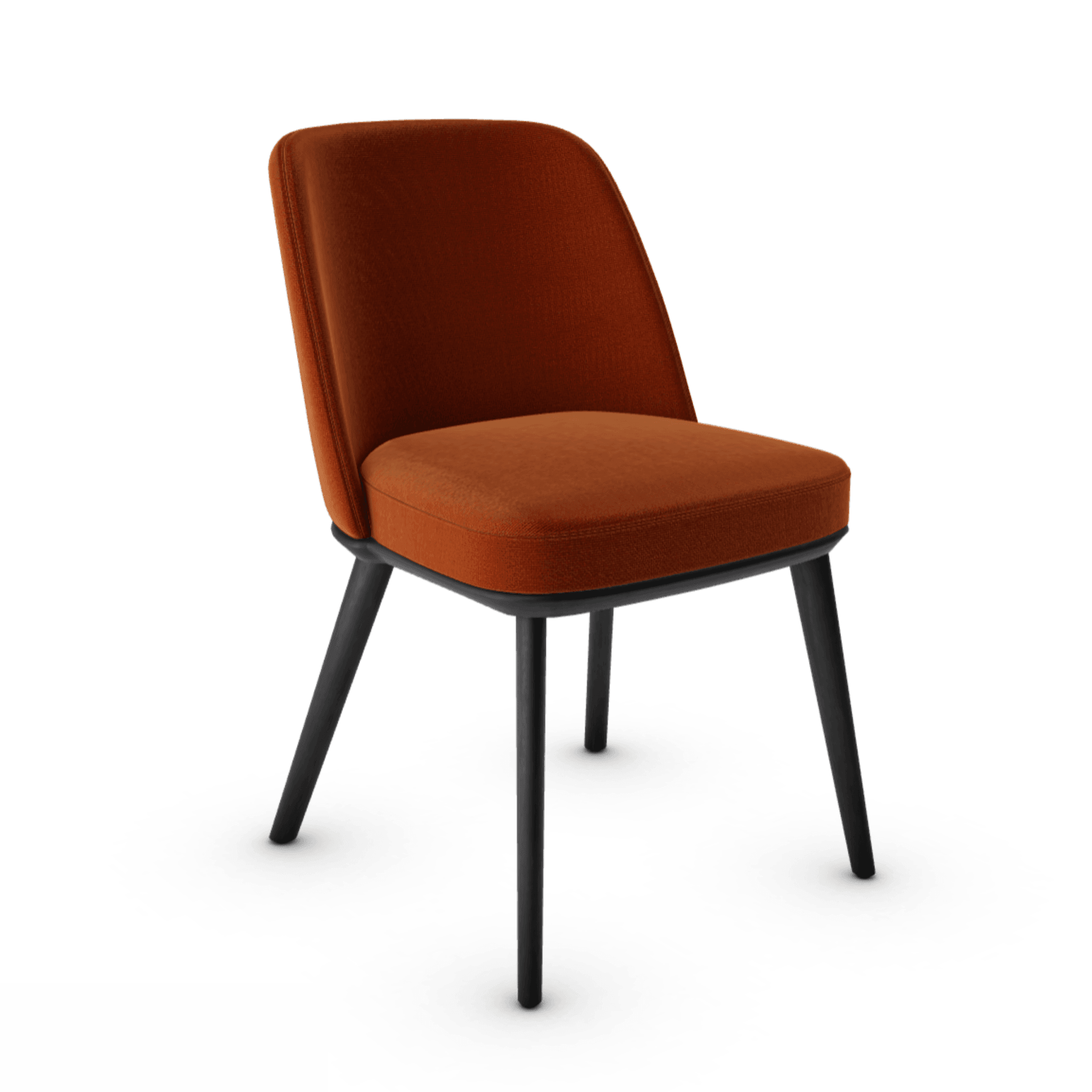 Krzesło FOYER ceglany z drewniana podstawą Calligaris drewniana matowa czerń Eye on Design