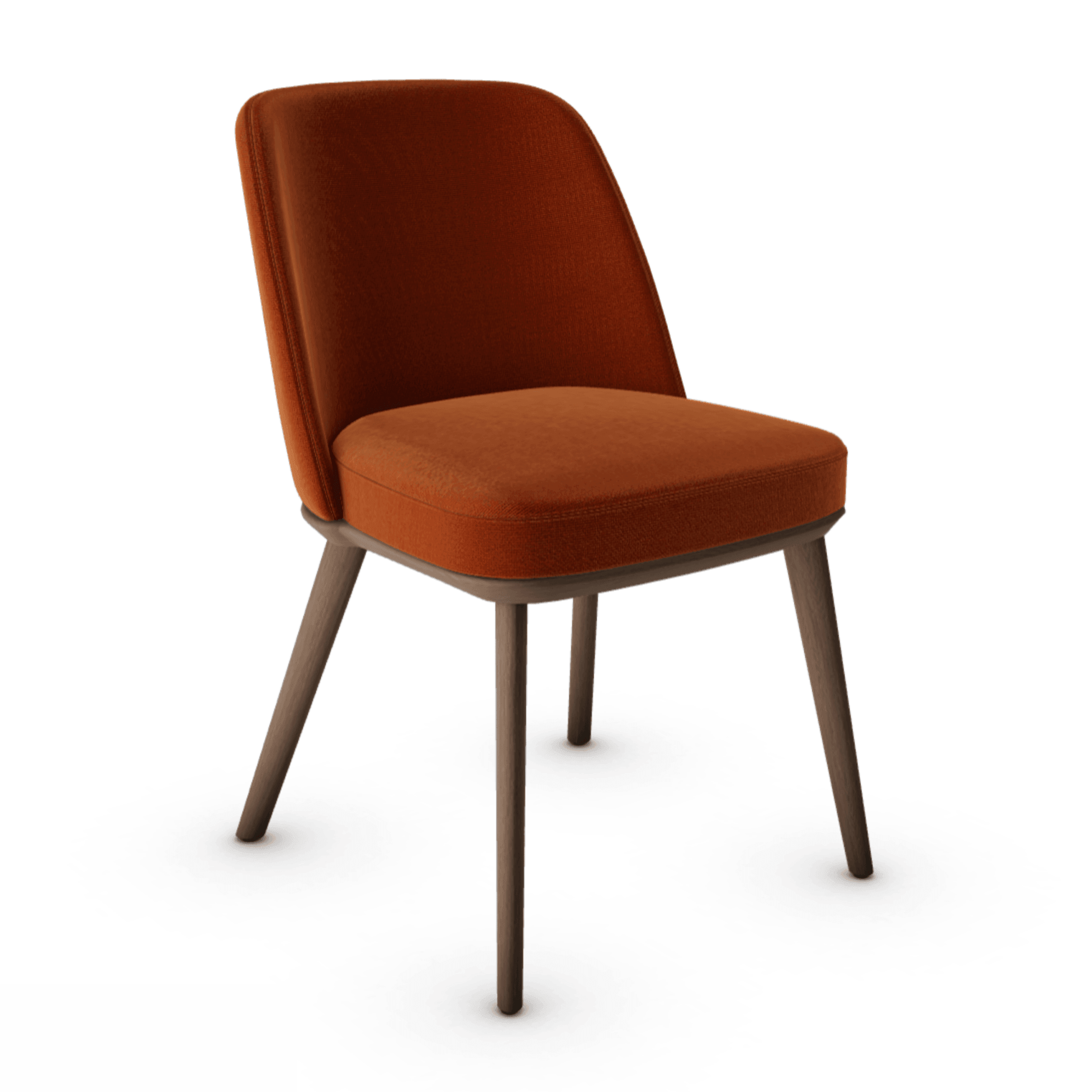 Krzesło FOYER ceglany z drewniana podstawą Calligaris drewniana ciemnobrązowa Eye on Design