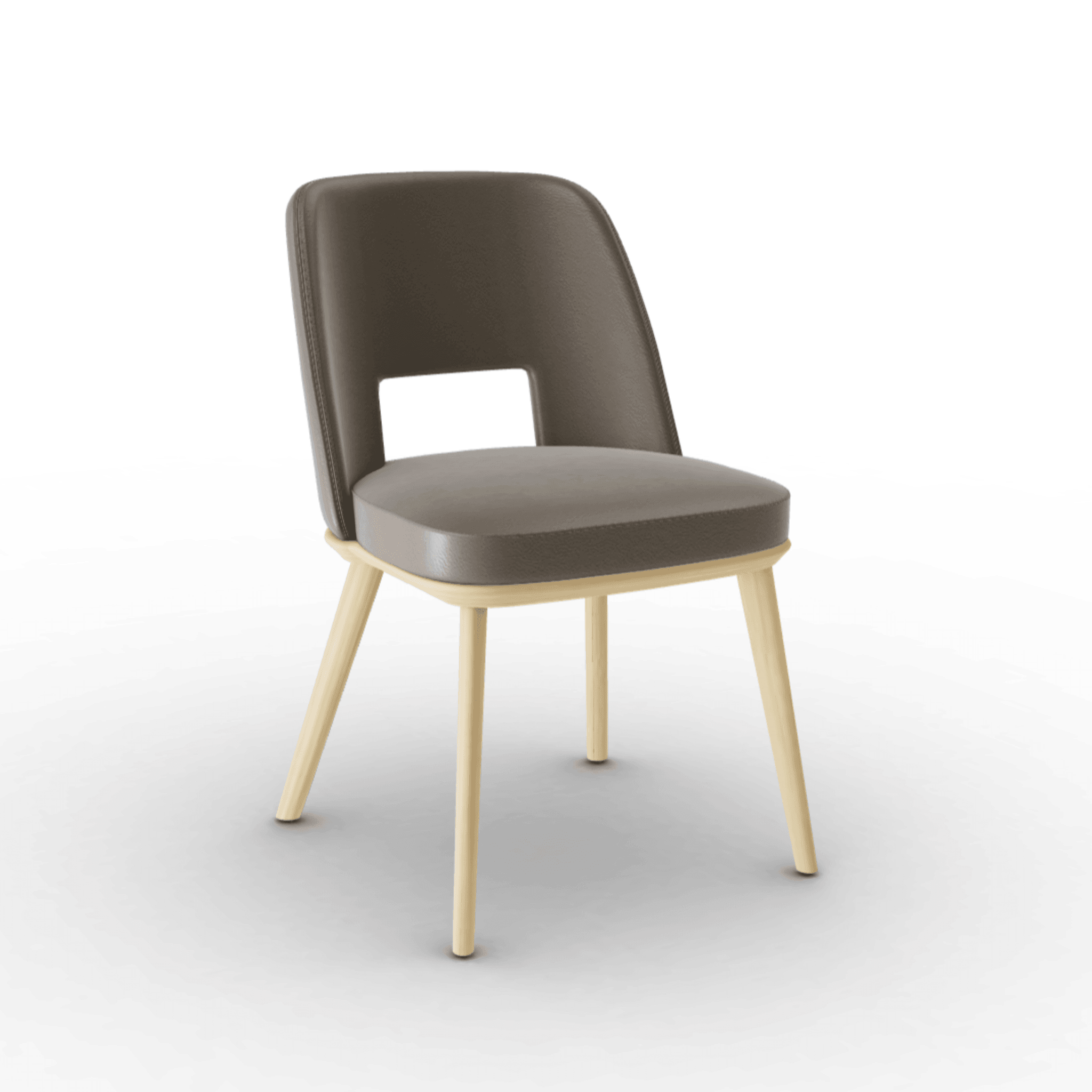 Krzesło FOYER skóra ciemnoszary z drewnianą podstawą Calligaris naturalny dąb Eye on Design