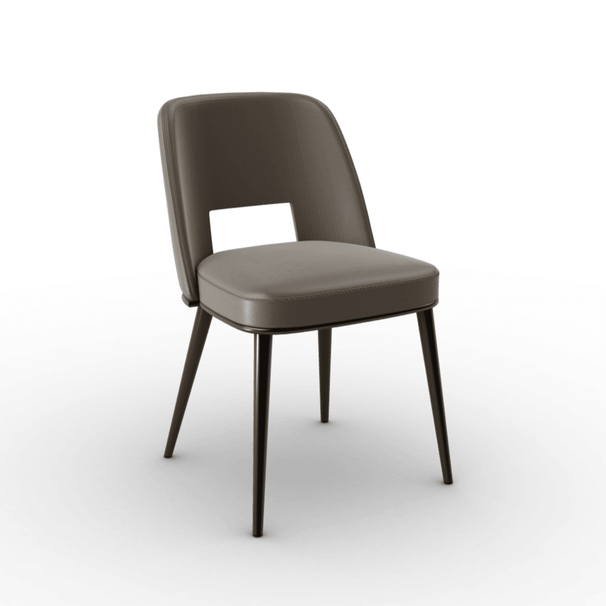 Krzesło FOYER skóra ciemnoszary z metalową podstawą Calligaris matowy brąz Eye on Design