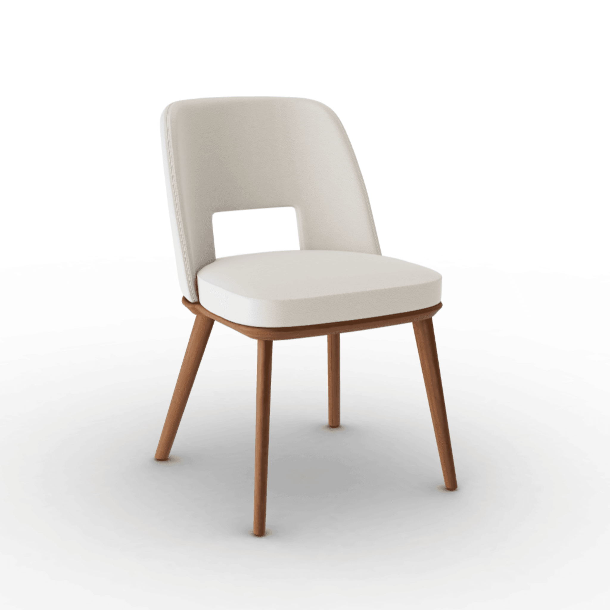 Krzesło FOYER skóra kremowy z drewnianą podstawą Calligaris orzech włoski Eye on Design