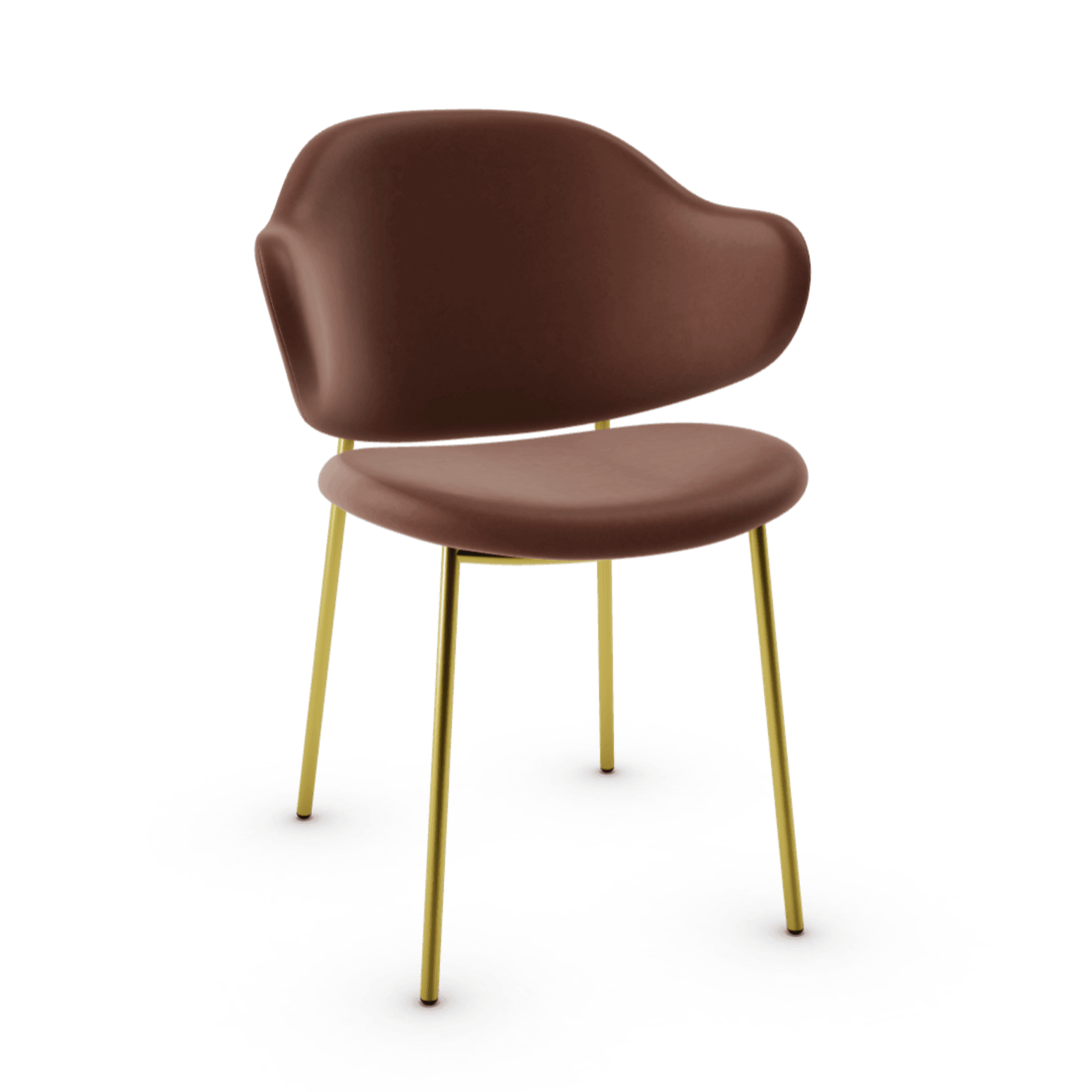 Krzesło HOLLY brązowa ekoskóra z metalową podstawą Calligaris polerowany mosiądz Eye on Design