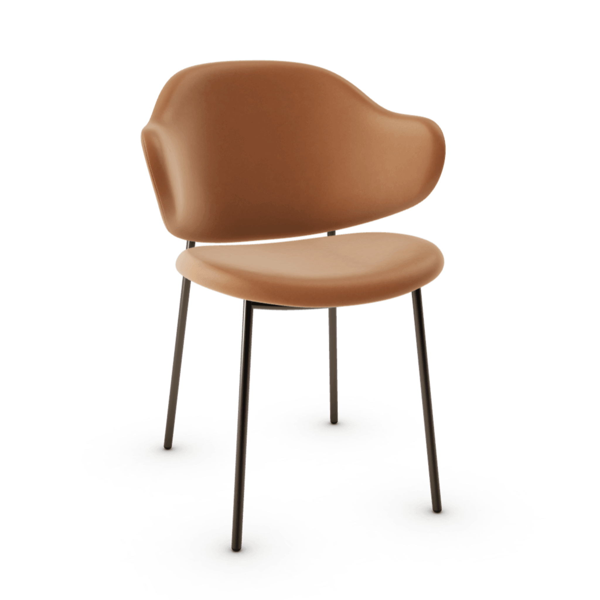 Krzesło HOLLY koniakowa ekoskóra z metalową podstawą Calligaris matowy brąz Eye on Design