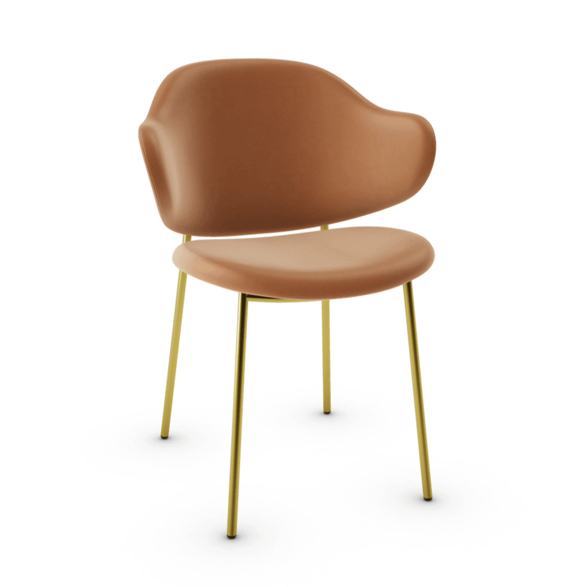 Krzesło HOLLY koniakowa ekoskóra z metalową podstawą Calligaris polerowany mosiądz Eye on Design