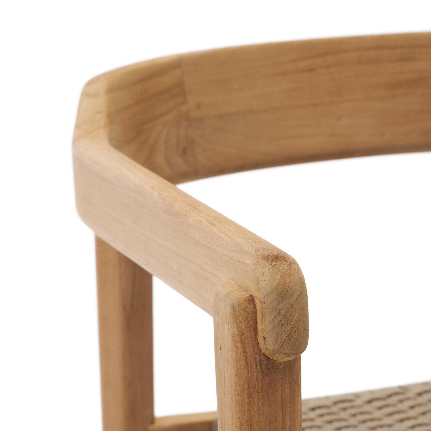 Krzesło ICARO lite drewno tekowe z beżowym wykończeniem La Forma Eye on Design