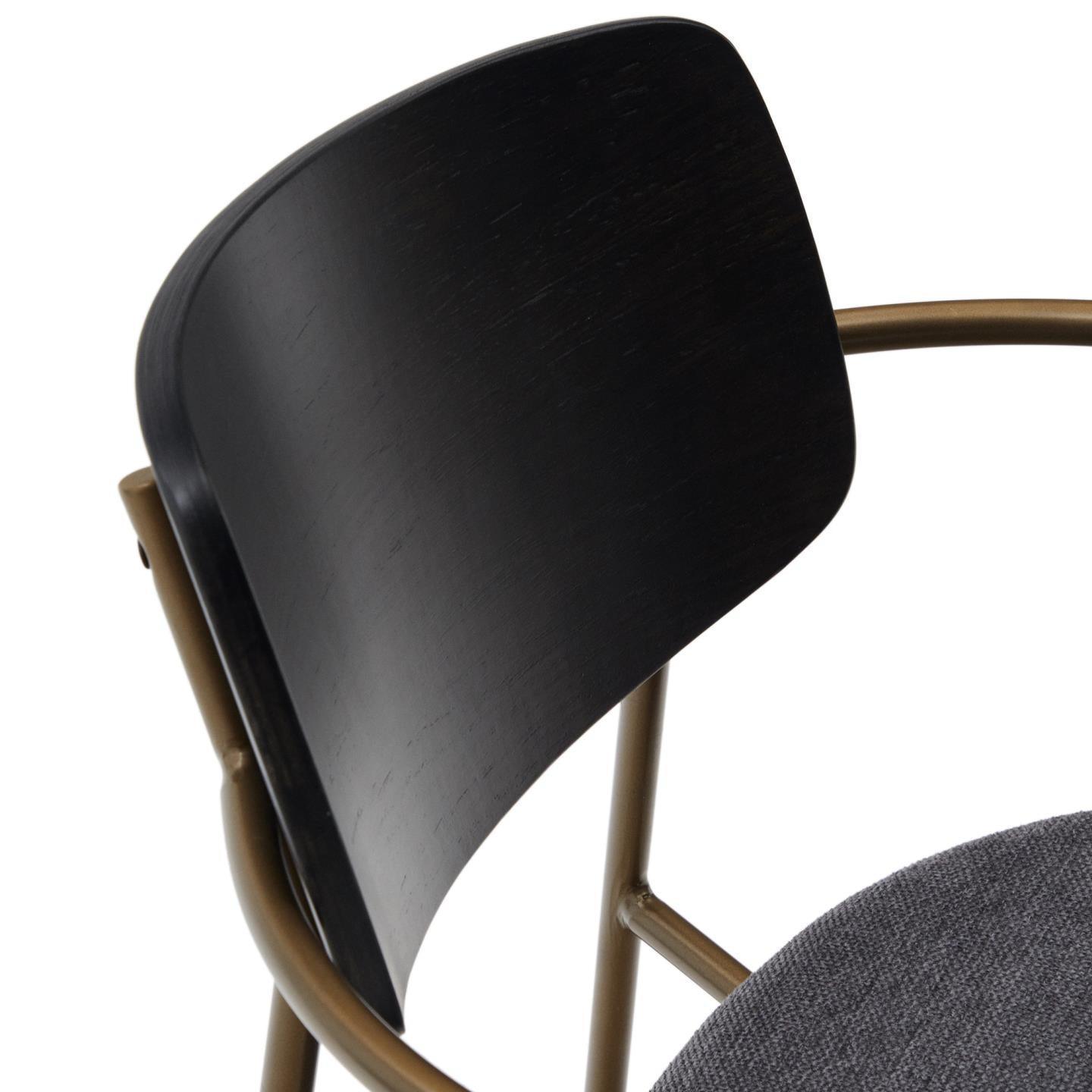 Krzesło MAUREEN ciemny fornir jesionowy z mosiężną podstawą La Forma Eye on Design