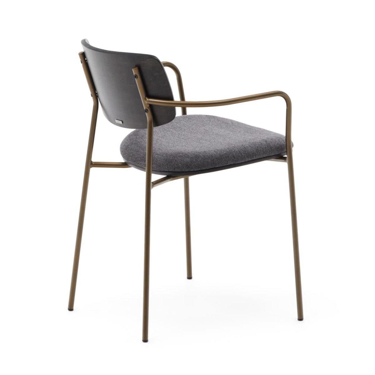 Krzesło MAUREEN ciemny fornir jesionowy z mosiężną podstawą La Forma Eye on Design