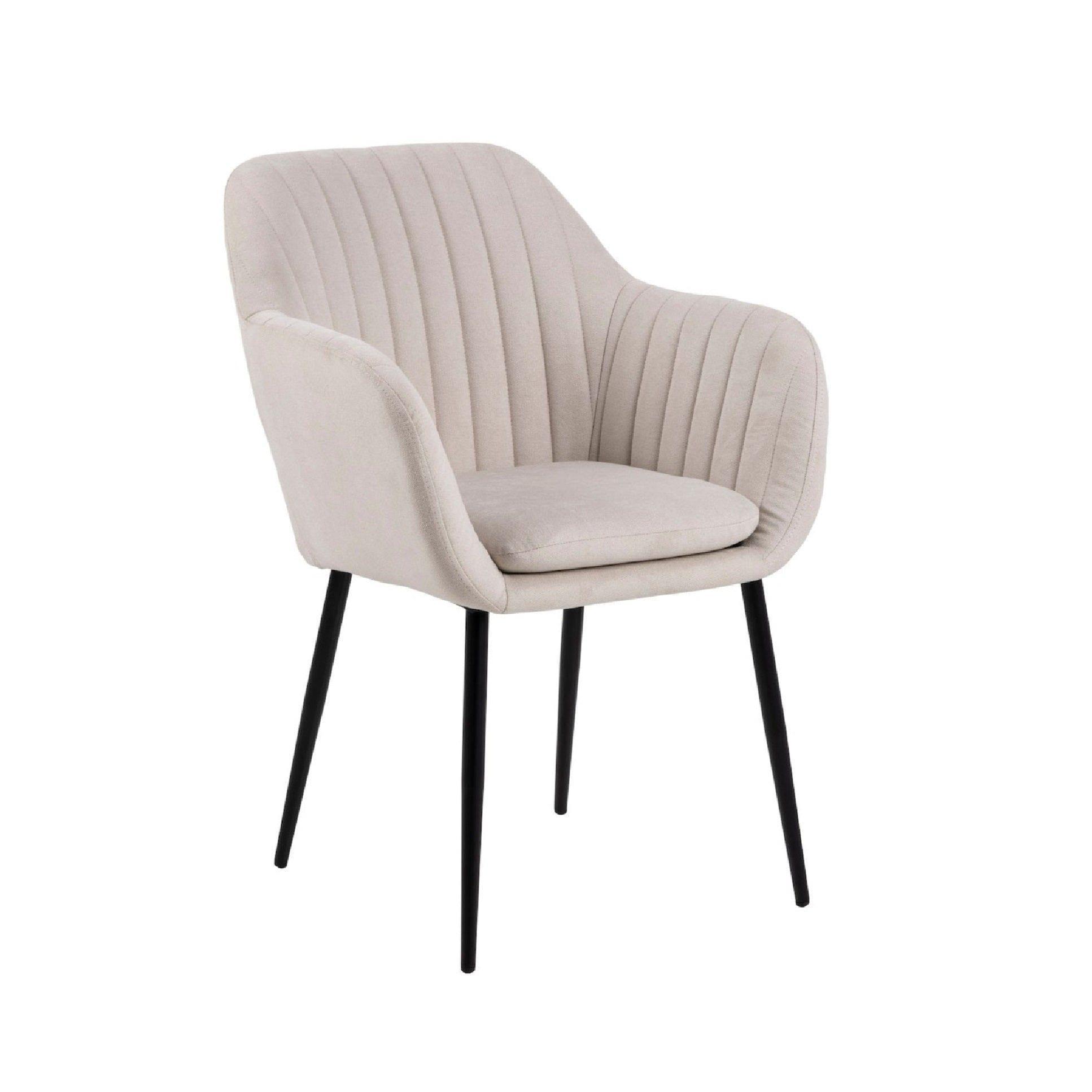 Krzesło MIKKEL beżowy tkanina strukturalna z czarną podstawą Home Essentials Eye on Design