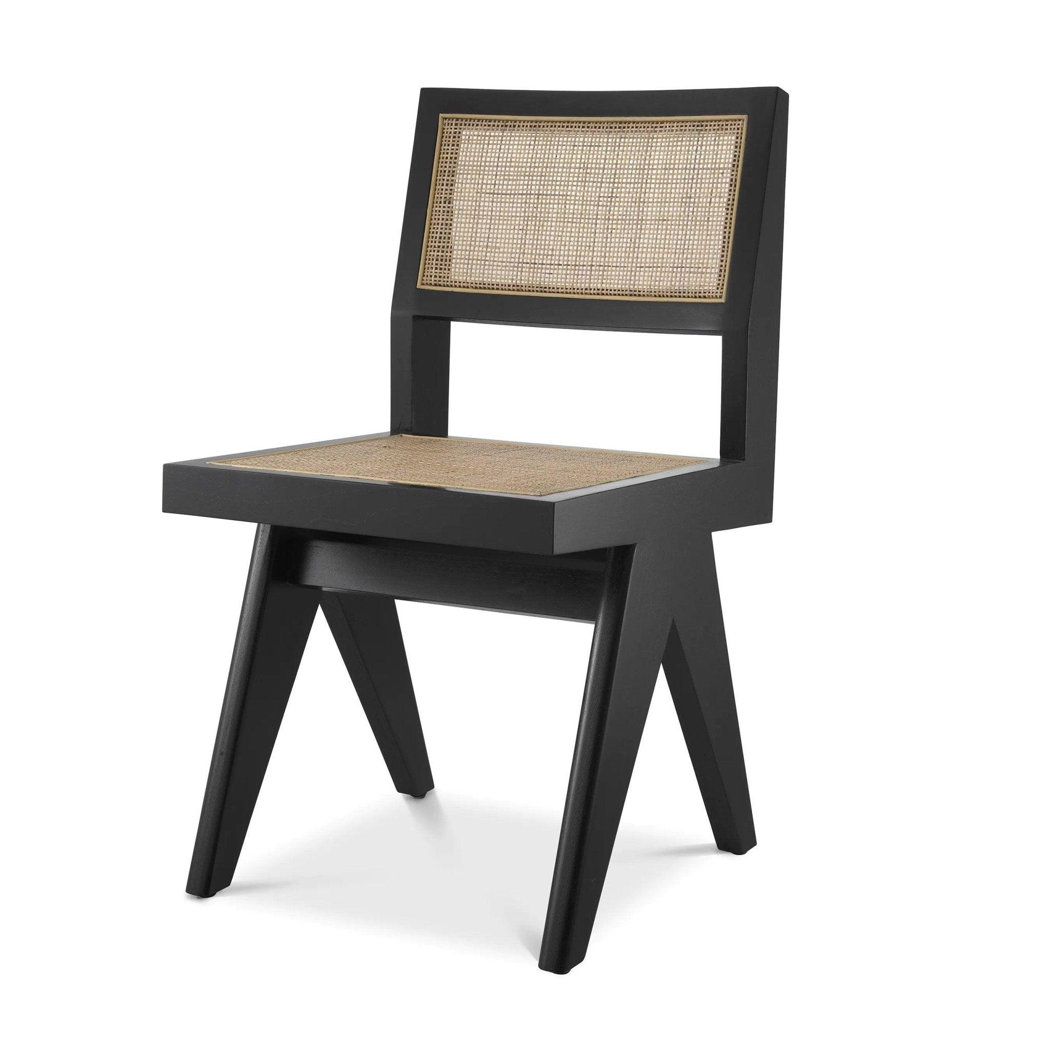 Krzesło NICLAS czarne drewno z rattanem Eichholtz Eye on Design