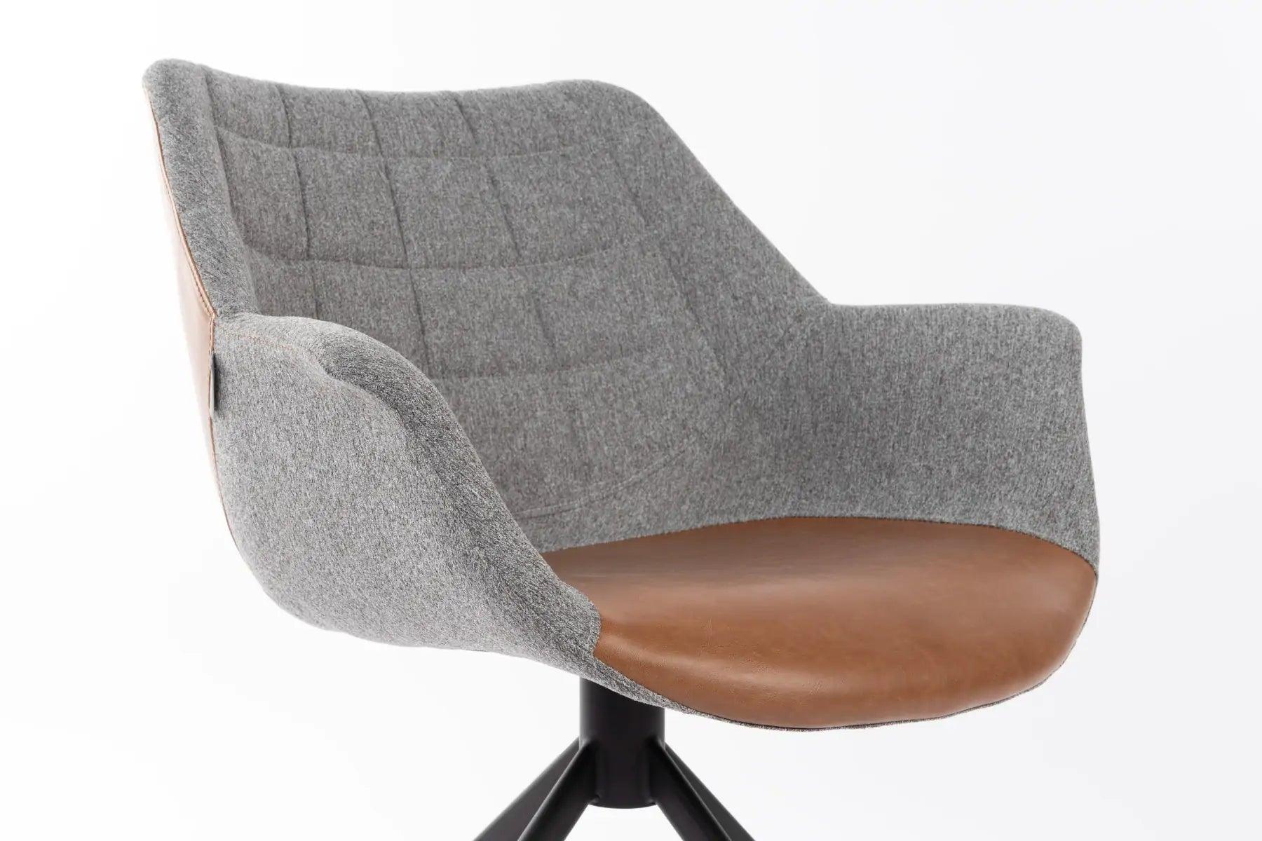 Krzesło obrotowe DOULTON szary z brązową ekoskórą Zuiver Eye on Design