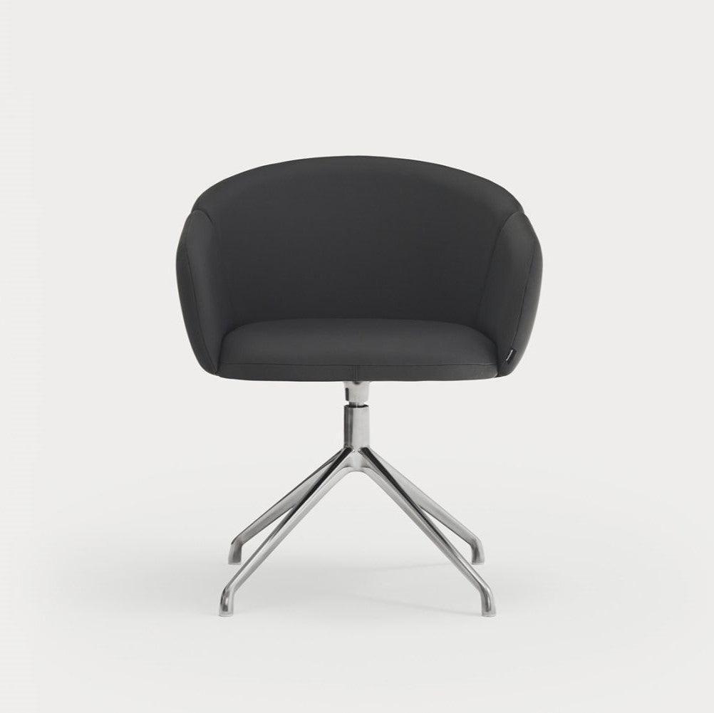 Krzesło obrotowe z podłokietnikami ADD ekoskóra czarna z chromowaną podstawą Teulat Eye on Design