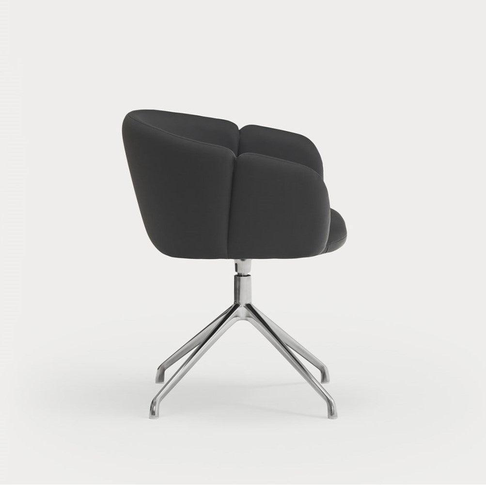 Krzesło obrotowe z podłokietnikami ADD ekoskóra czarna z chromowaną podstawą Teulat Eye on Design