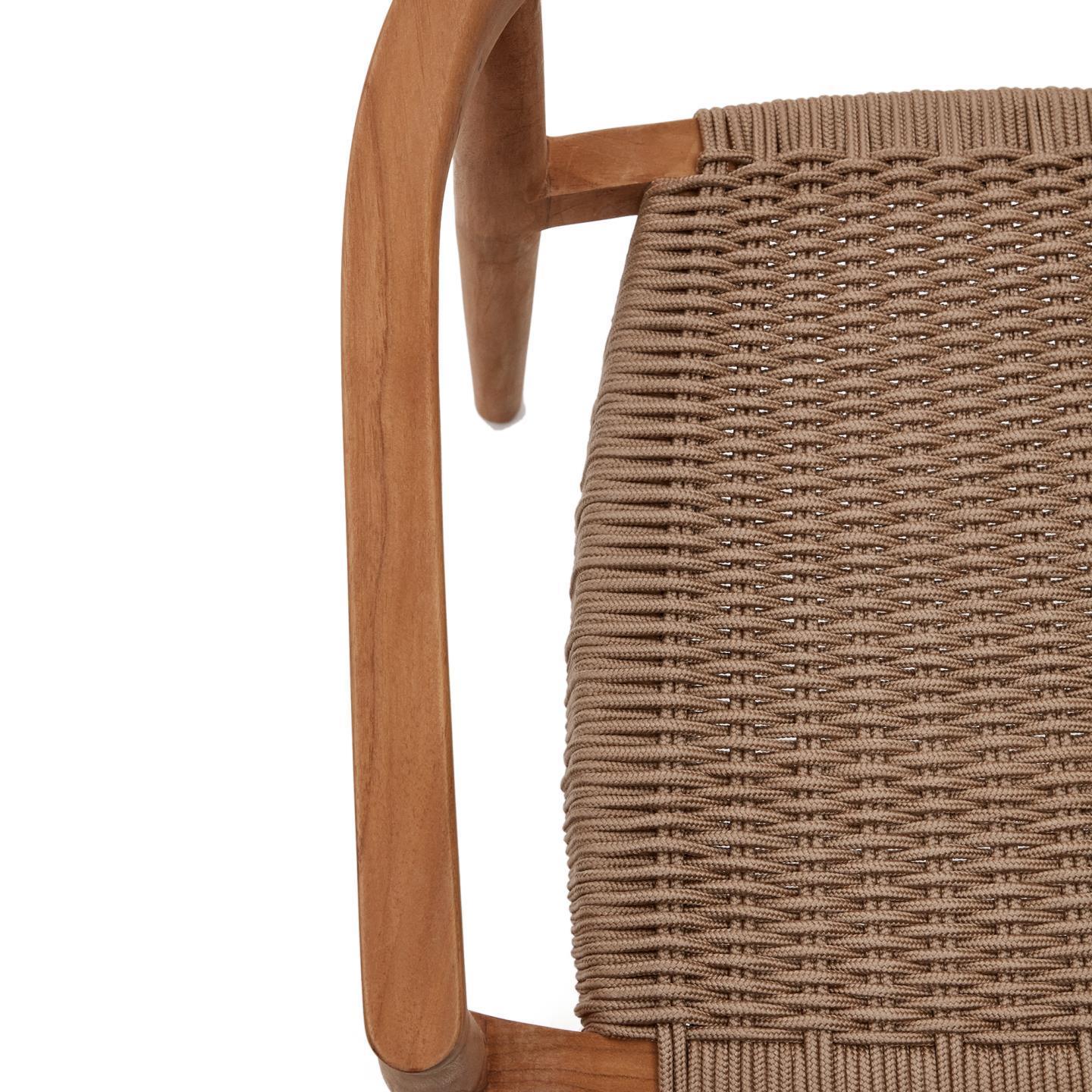 Krzesło ogrodowe YDALIA lite drewno tekowe z beżową liną La Forma Eye on Design