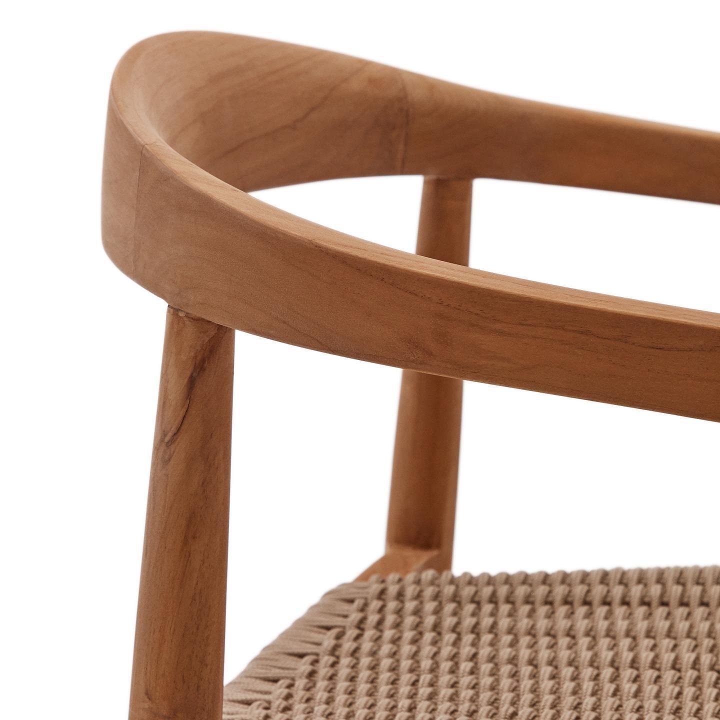 Krzesło ogrodowe YDALIA lite drewno tekowe z beżową liną La Forma Eye on Design