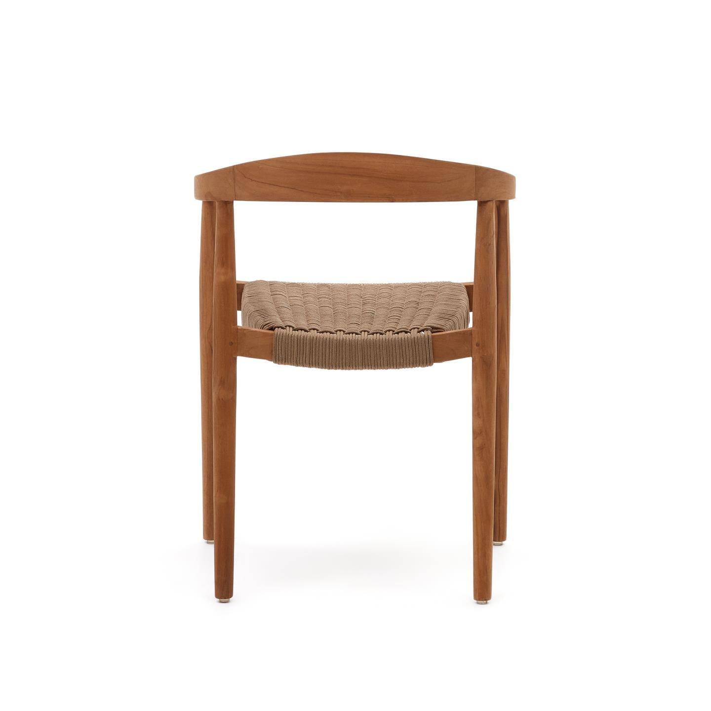 Krzesło ogrodowe YDALIA lite drewno tekowe z beżową liną La Forma Eye on Design