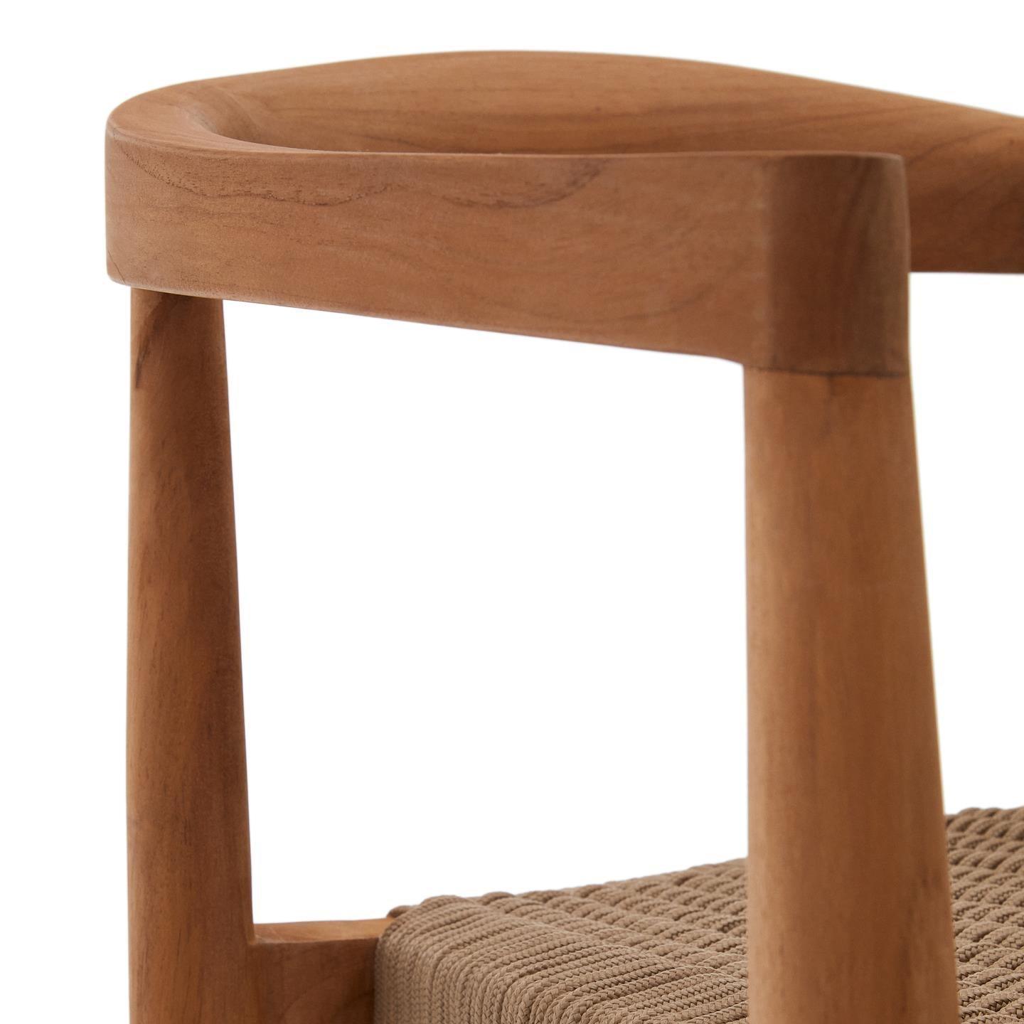 Krzesło ogrodowe YDALIA lite drewno tekowe z beżową liną La Forma Eye on Design