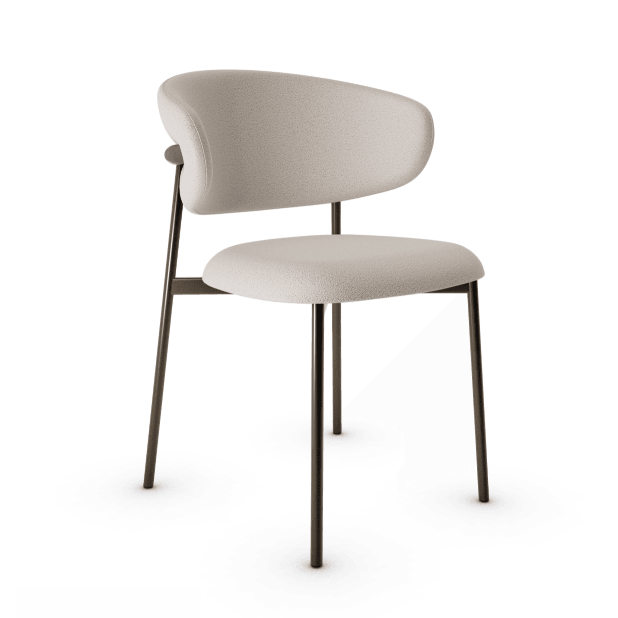 Krzesło OLEANDRO boucle jasnobrązowy z metalową podstawą – Calligaris