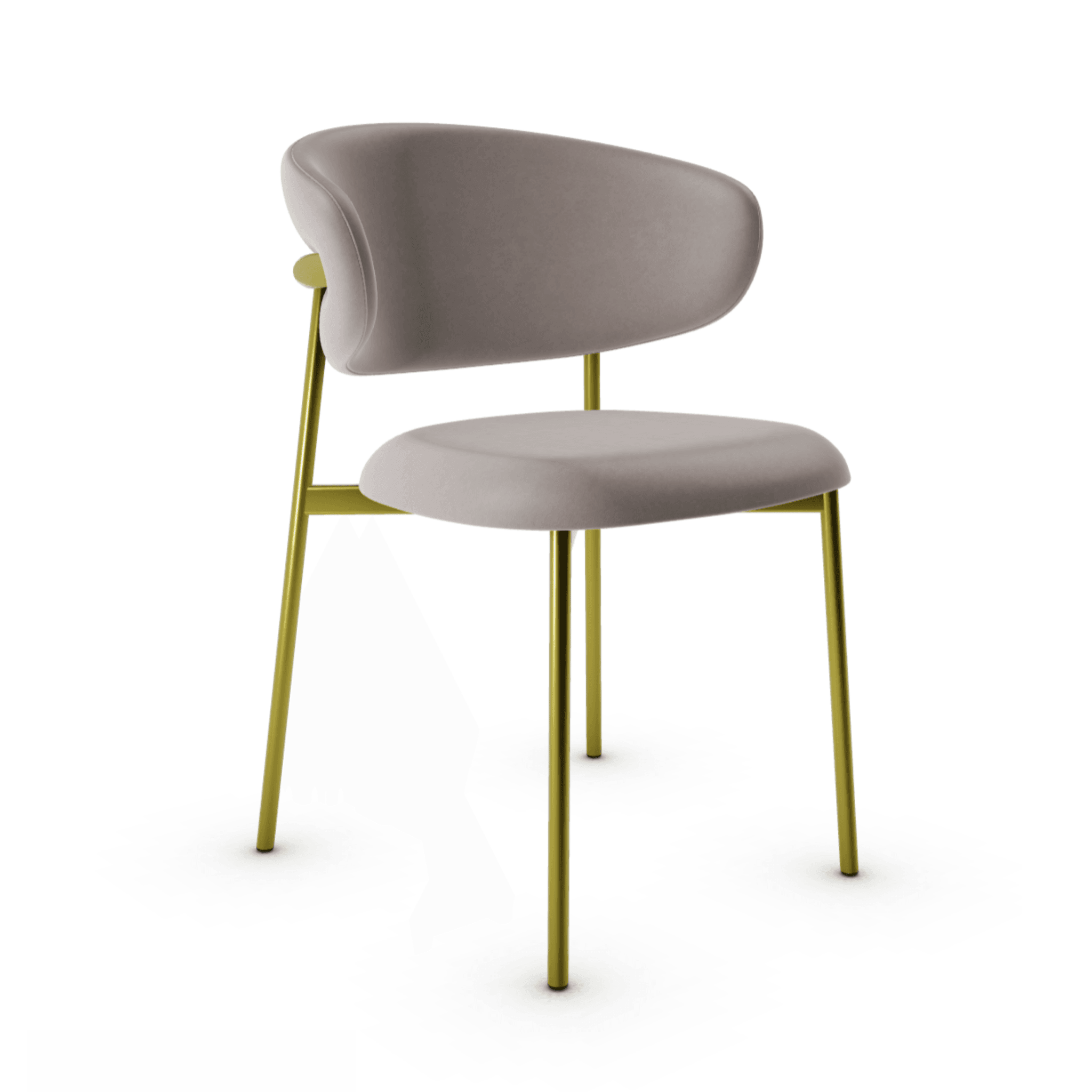 Krzesło OLEANDRO ciemnobeżowa ekoskóra z metalową podstawą Calligaris metalowa matowy mosiądz Eye on Design