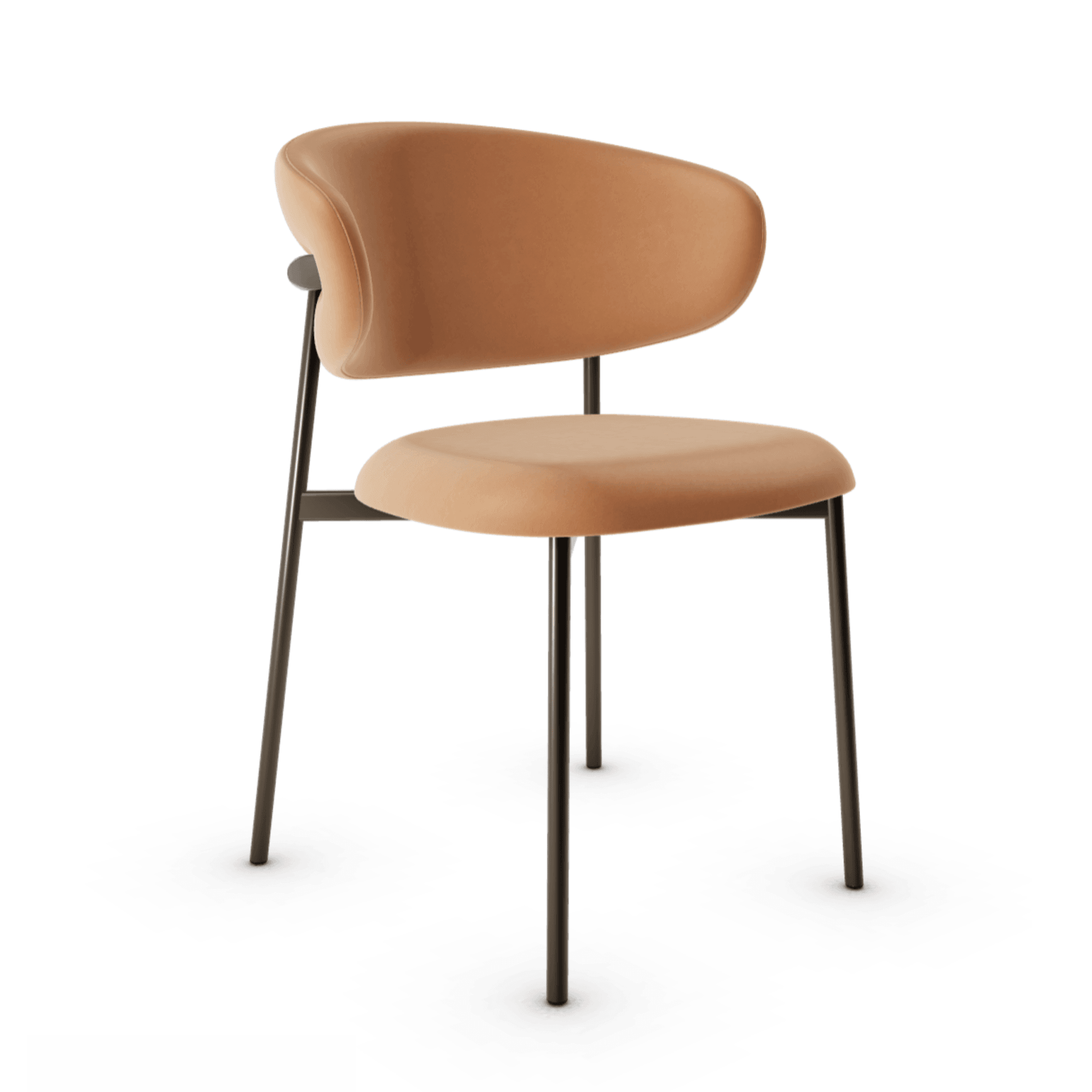Krzesło OLEANDRO koniakowa ekoskóra z metalową podstawą Calligaris metalowa matowy brąz Eye on Design