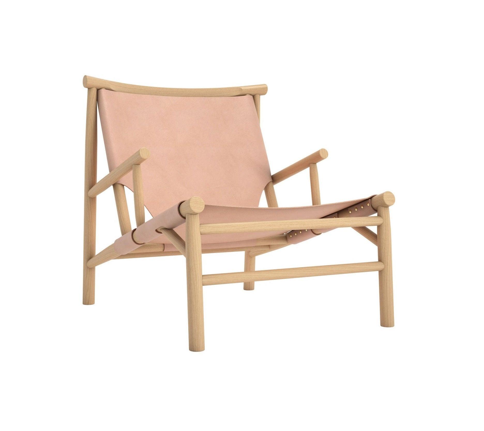 Krzesło SAMURAI łososiowy z dębową podstawą NORR11 Eye on Design