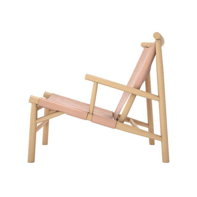 Krzesło SAMURAI łososiowy z dębową podstawą NORR11 Eye on Design