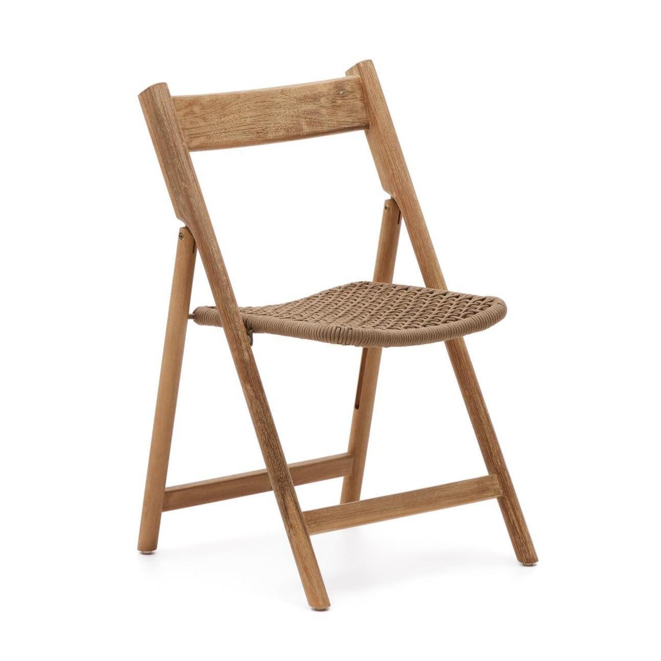 Krzesło składane DANDARA lite drewno akacjowe z beżowym siedziskiem La Forma Eye on Design