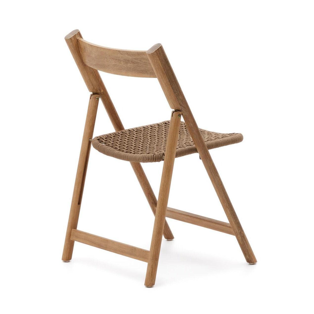 Krzesło składane DANDARA lite drewno akacjowe z beżowym siedziskiem La Forma Eye on Design
