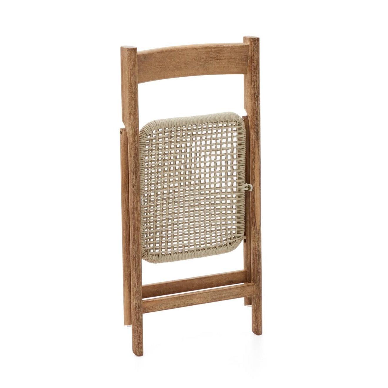 Krzesło składane DANDARA lite drewno akacjowe z kremowym siedziskiem La Forma Eye on Design