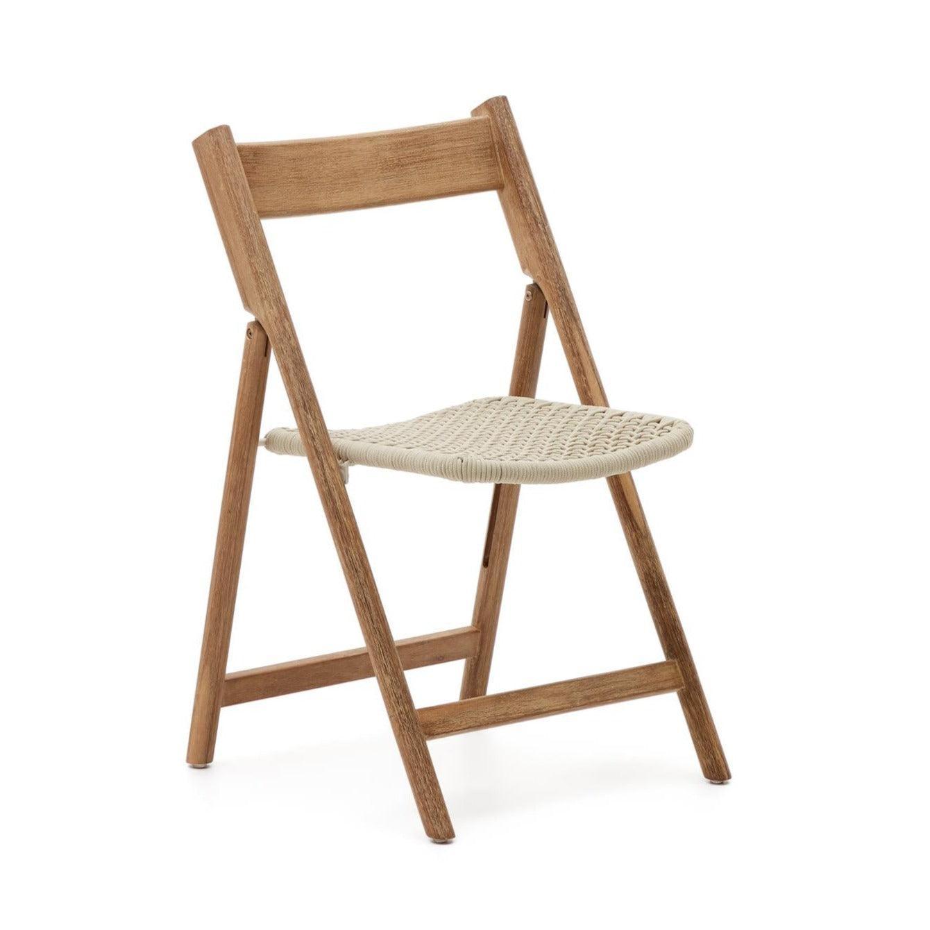 Krzesło składane DANDARA lite drewno akacjowe z kremowym siedziskiem La Forma Eye on Design