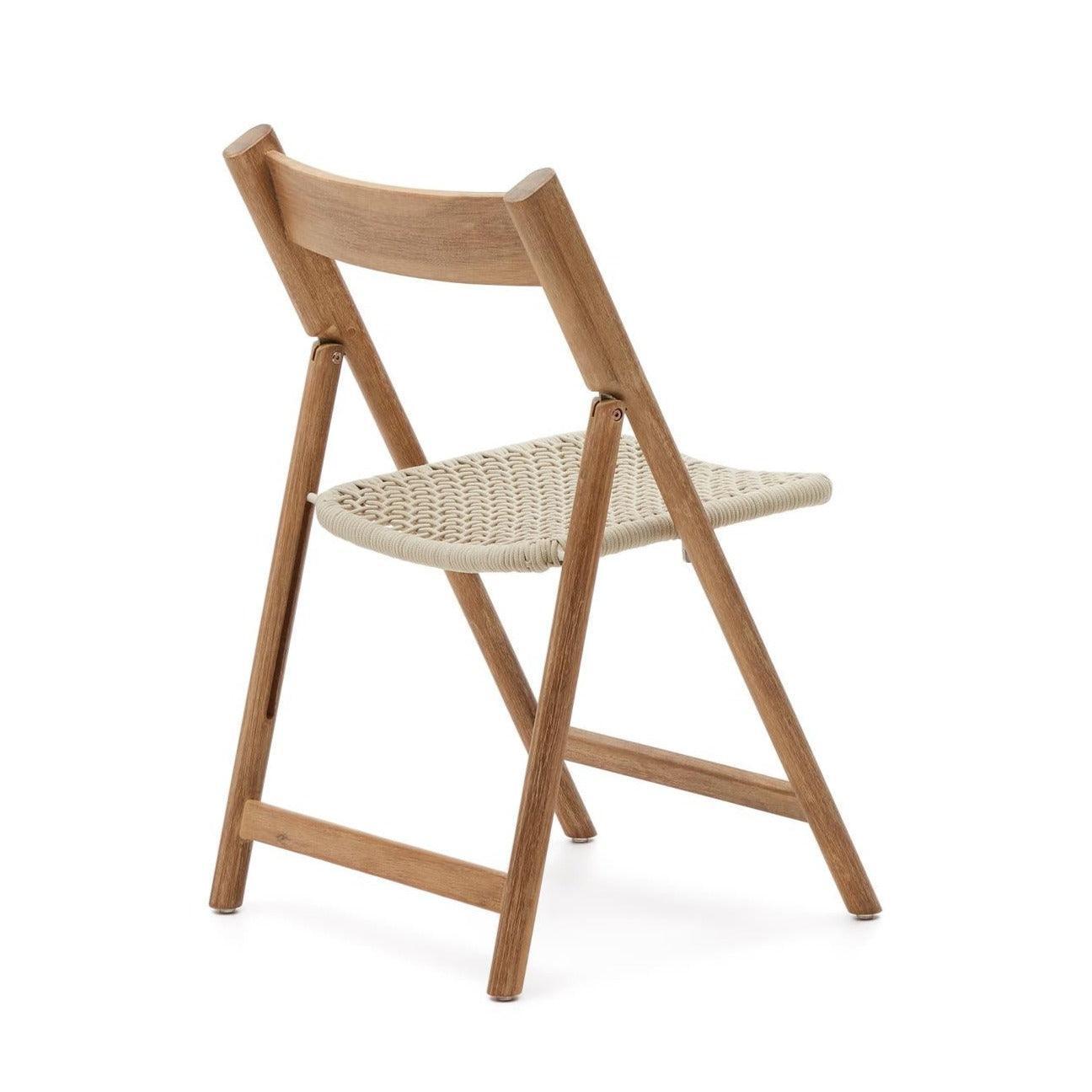 Krzesło składane DANDARA lite drewno akacjowe z kremowym siedziskiem La Forma Eye on Design