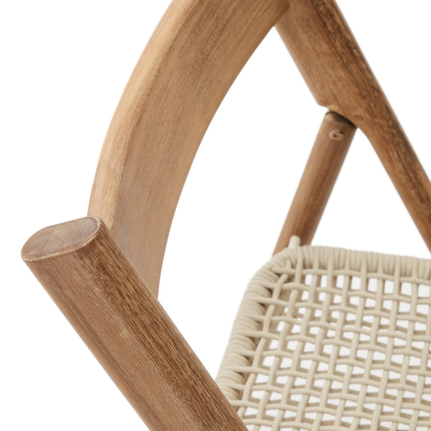 Krzesło składane DANDARA lite drewno akacjowe z kremowym siedziskiem La Forma Eye on Design