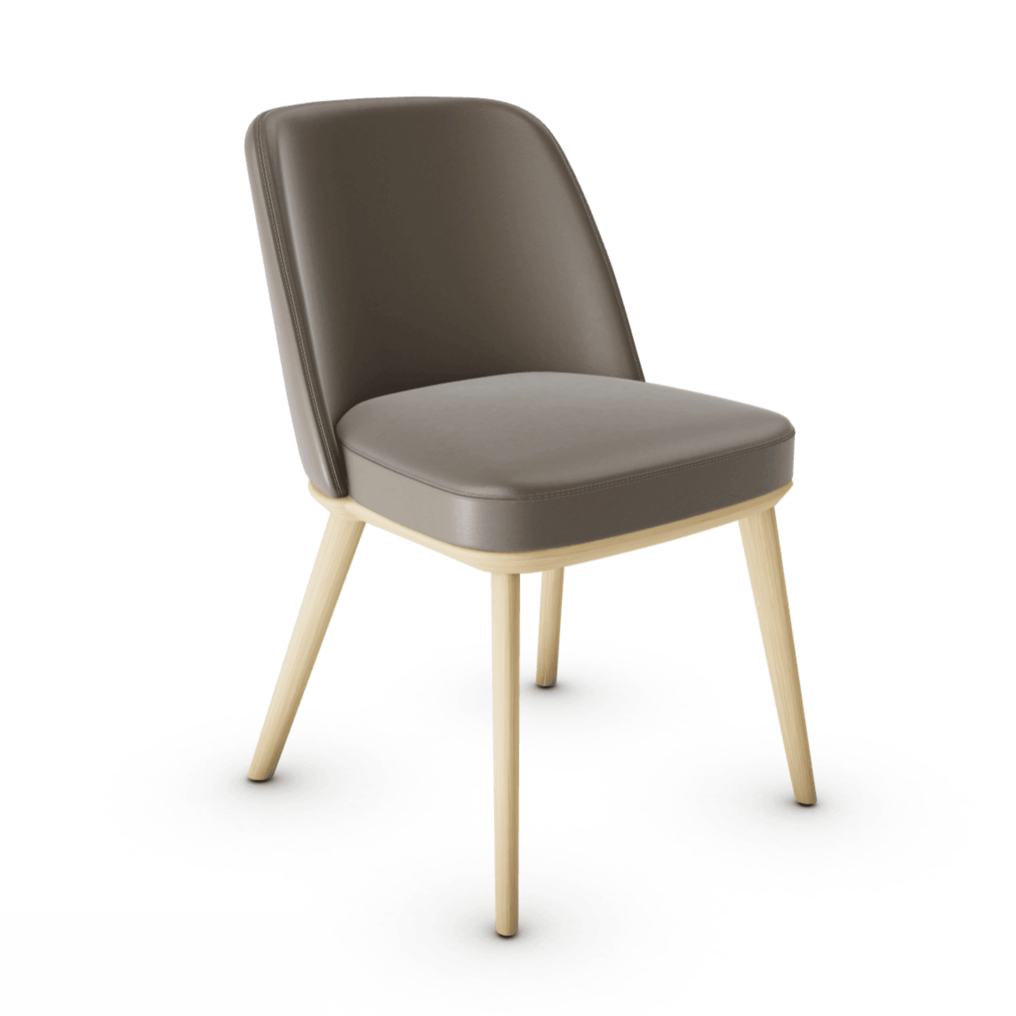 Krzesło skórzane FOYER ciemnoszary z drewnianą podstawą Calligaris drewniana naturalny dąb Eye on Design