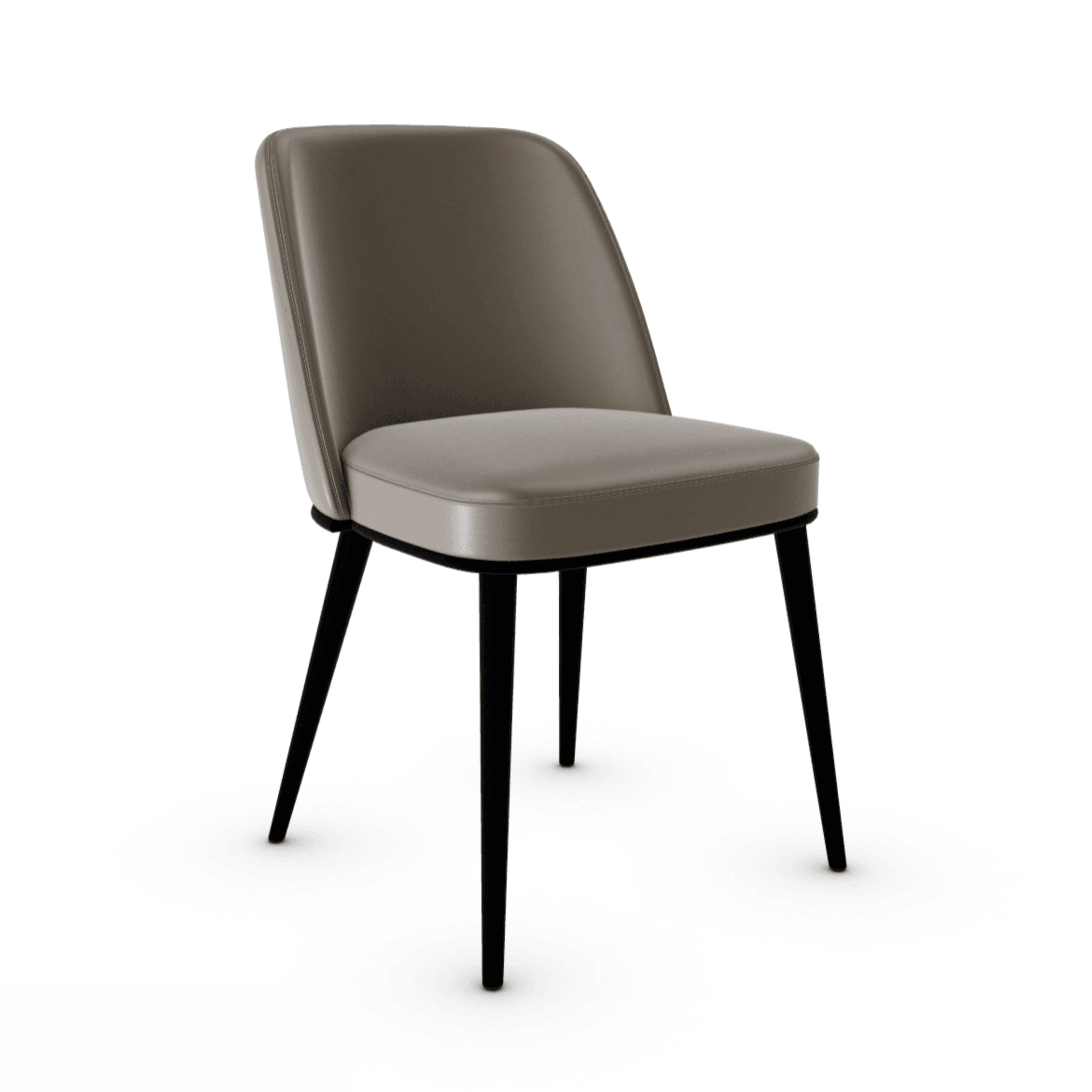 Krzesło skórzane FOYER jasnobrązowy z metalową podstawą Calligaris metalowa matowa czerń Eye on Design