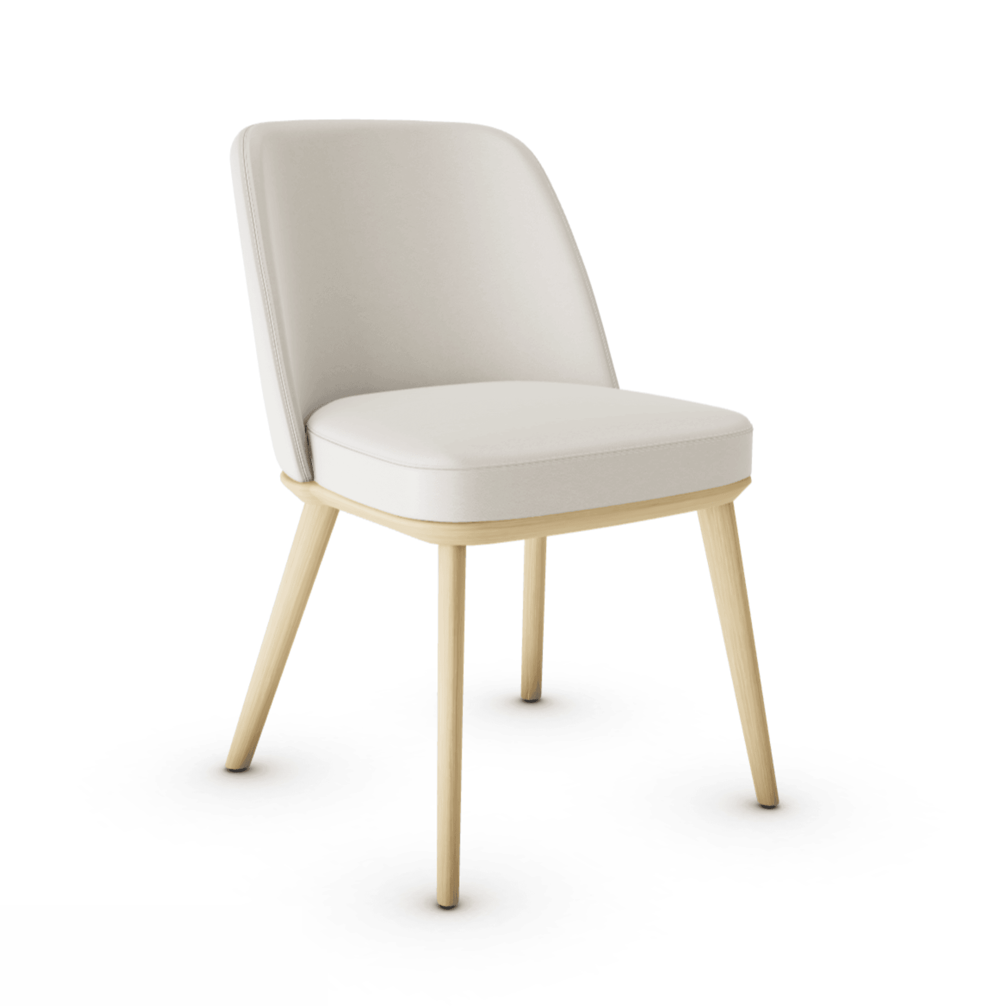 Krzesło skórzane FOYER kremowy z drewnianą podstawą Calligaris drewniana naturalny dąb Eye on Design