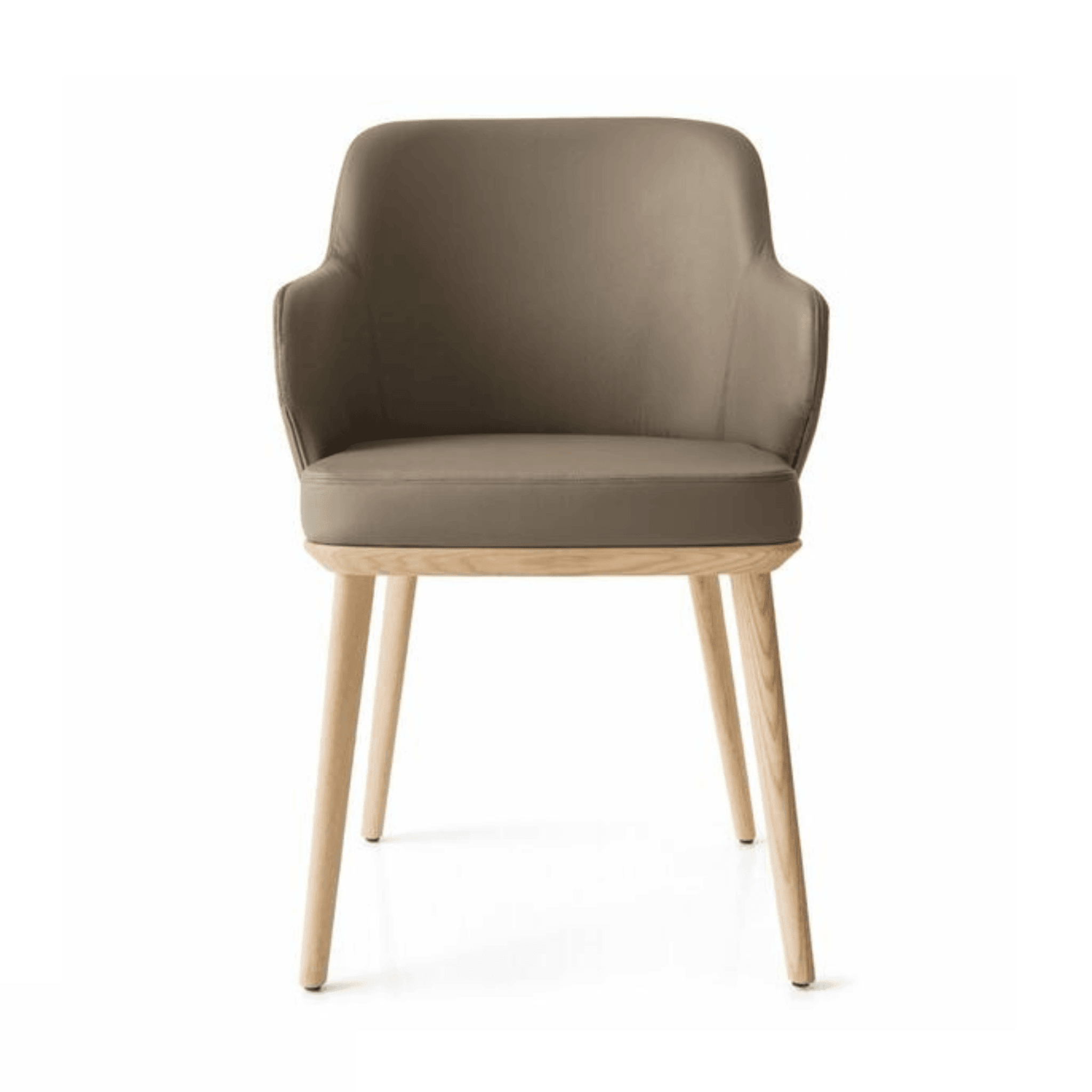 Krzesło skórzane z podłokietnikami FOYER ciemnoszary z drewnianą podstawą Calligaris drewniana naturalny dąb Eye on Design