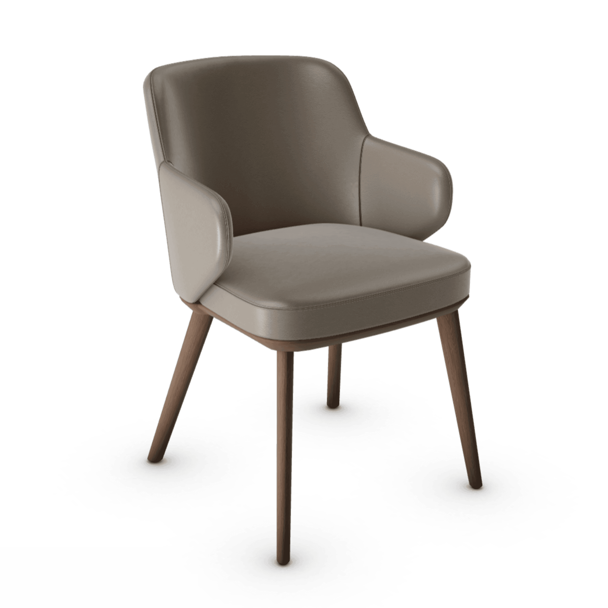 Krzesło skórzane z podłokietnikami FOYER jasnobrązowy z drewnianą podstawą Calligaris drewniana ciemnobrązowa Eye on Design