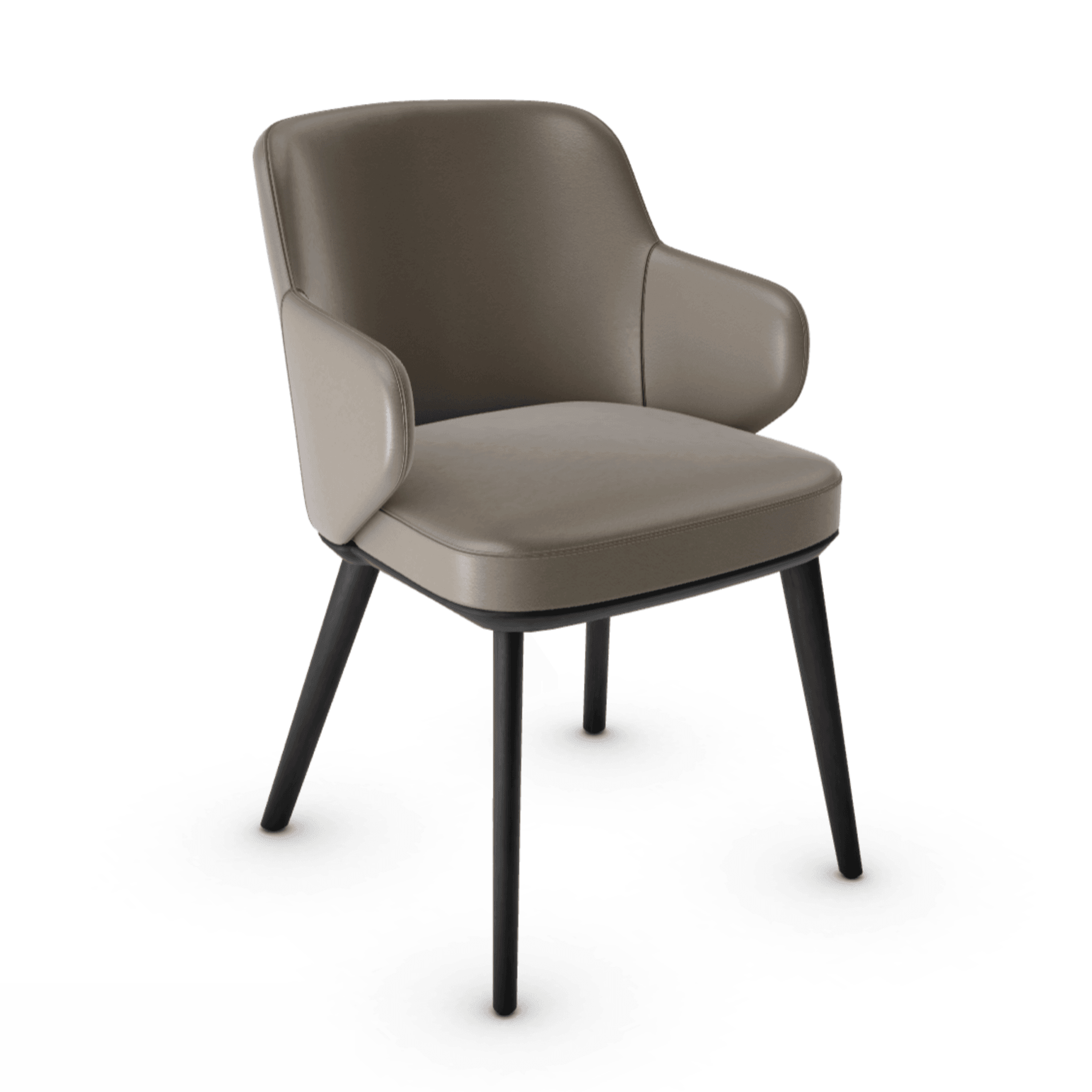 Krzesło skórzane z podłokietnikami FOYER jasnobrązowy z drewnianą podstawą Calligaris drewniana matowa czerń Eye on Design