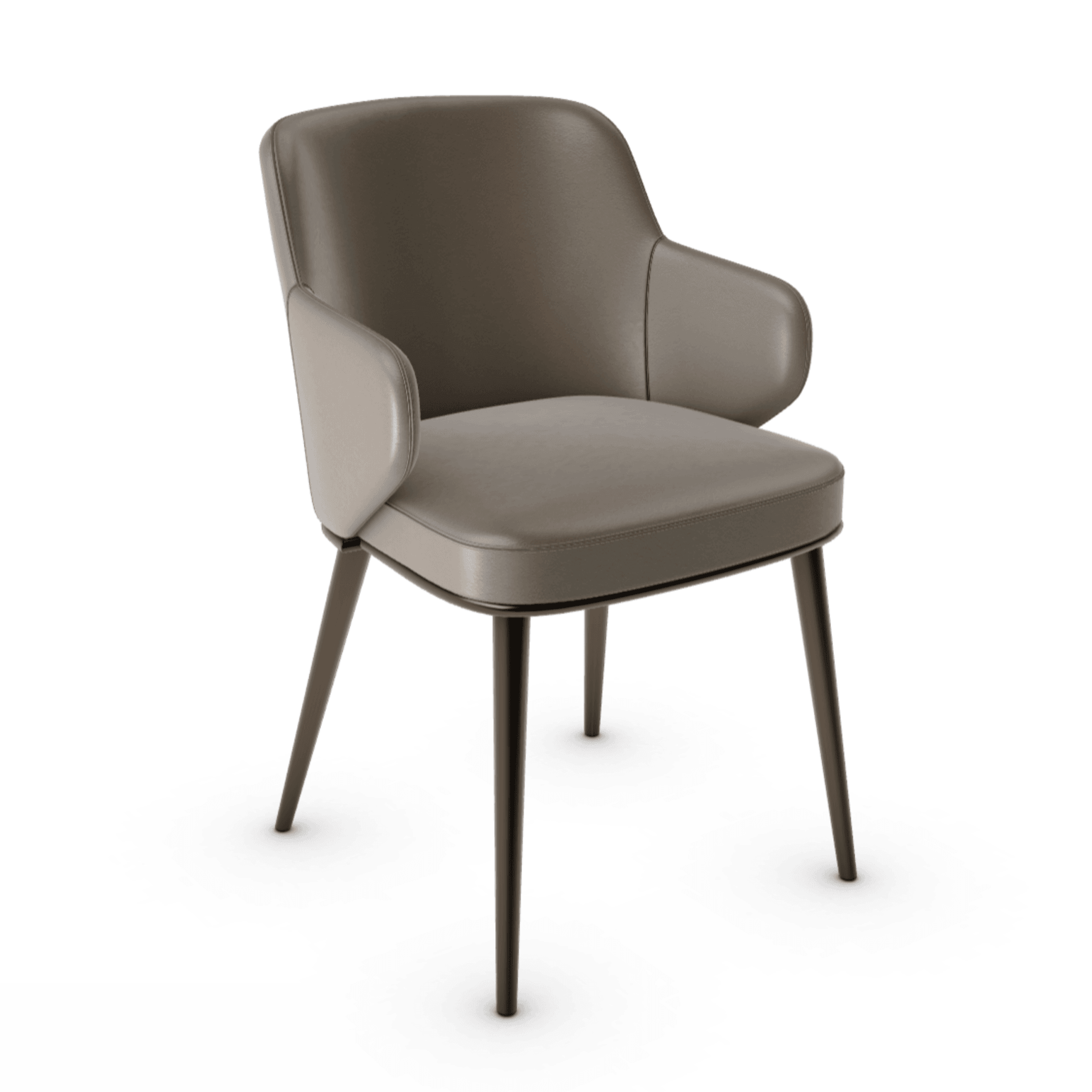 Krzesło skórzane z podłokietnikami FOYER jasnobrązowy z metalową podstawą Calligaris metalowa matowy brąz Eye on Design