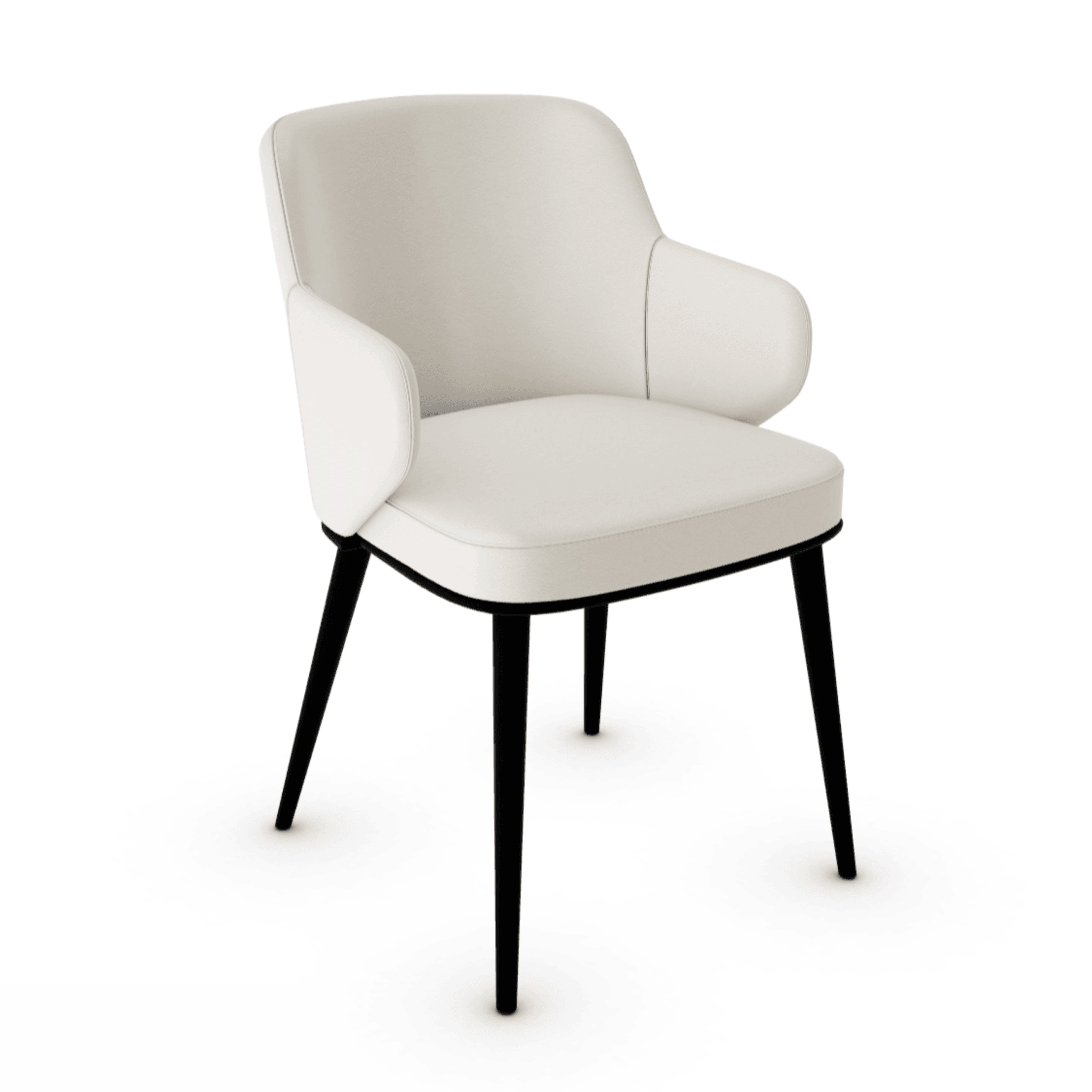 Krzesło skórzane z podłokietnikami FOYER kremowy z metalową podstawą Calligaris metalowa matowa czerń Eye on Design