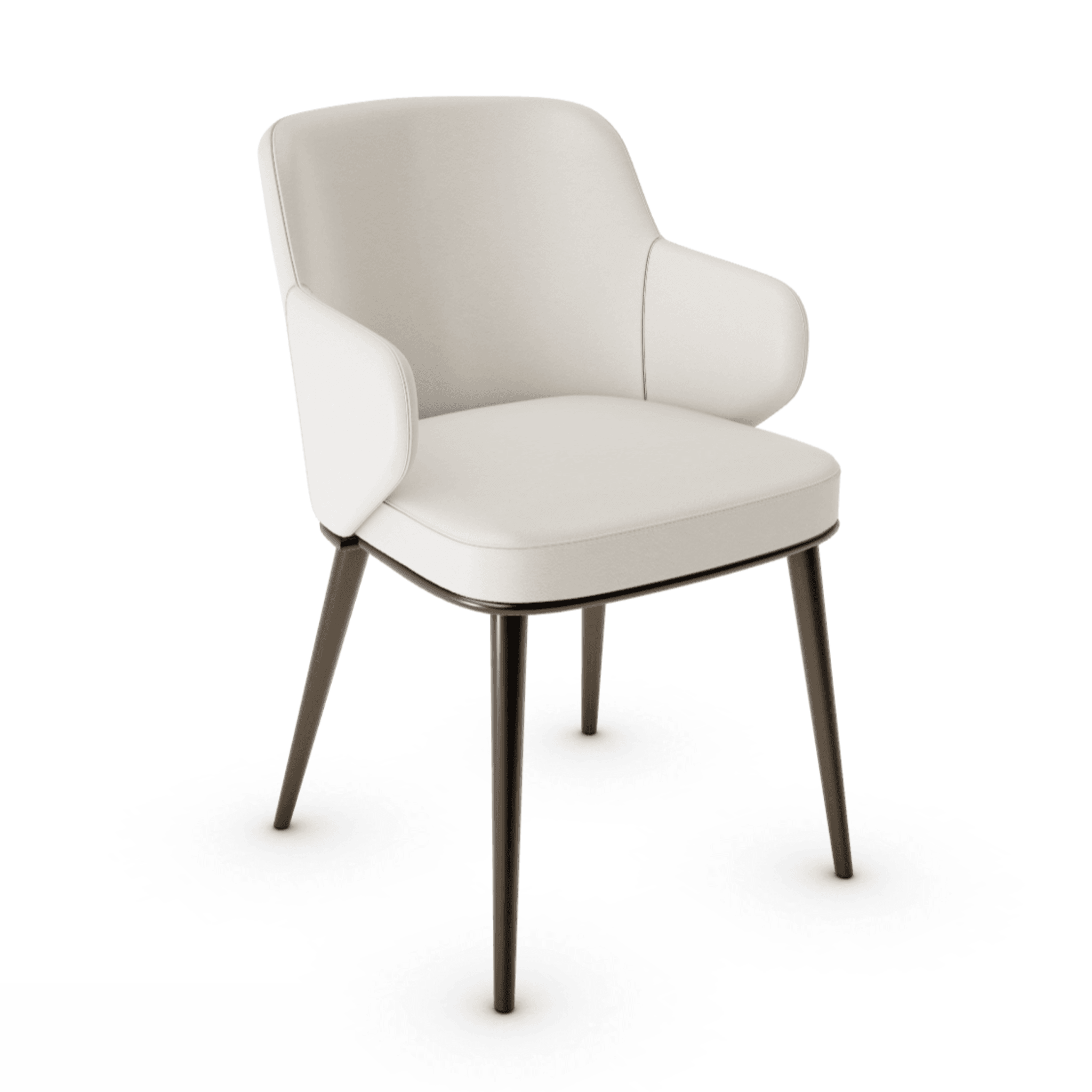 Krzesło skórzane z podłokietnikami FOYER kremowy z metalową podstawą Calligaris metalowa matowy brąz Eye on Design