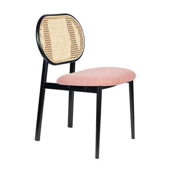 Krzesło SPIKE różowy z rattanowym oparciem Zuiver Eye on Design