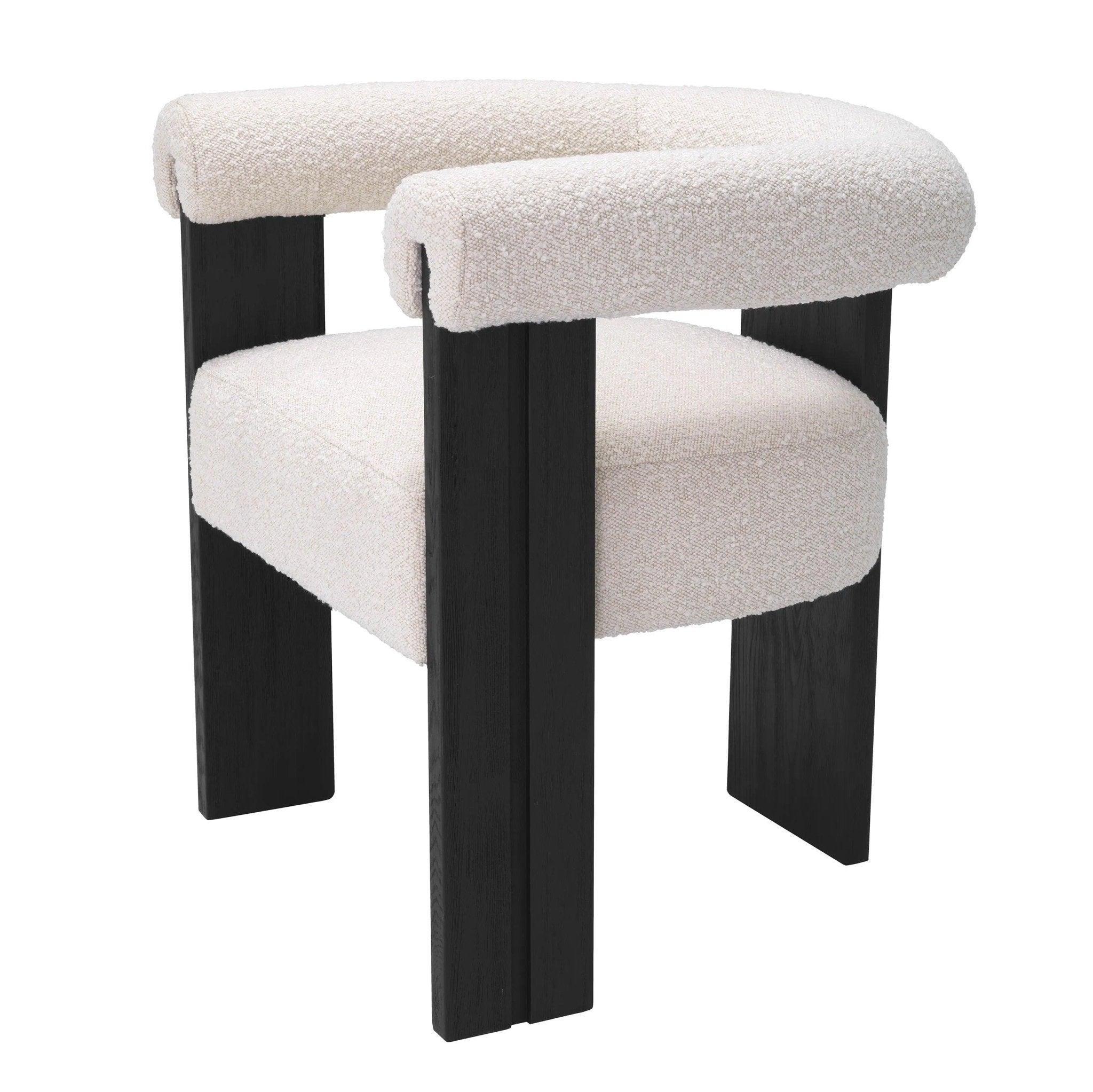 Krzesło w tkaninie boucle PERCY kremowy – tkanina bouclé