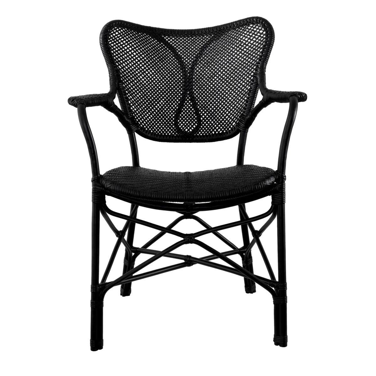 Krzesło z podłokietnikami COLONY czarny rattan Eichholtz Eye on Design
